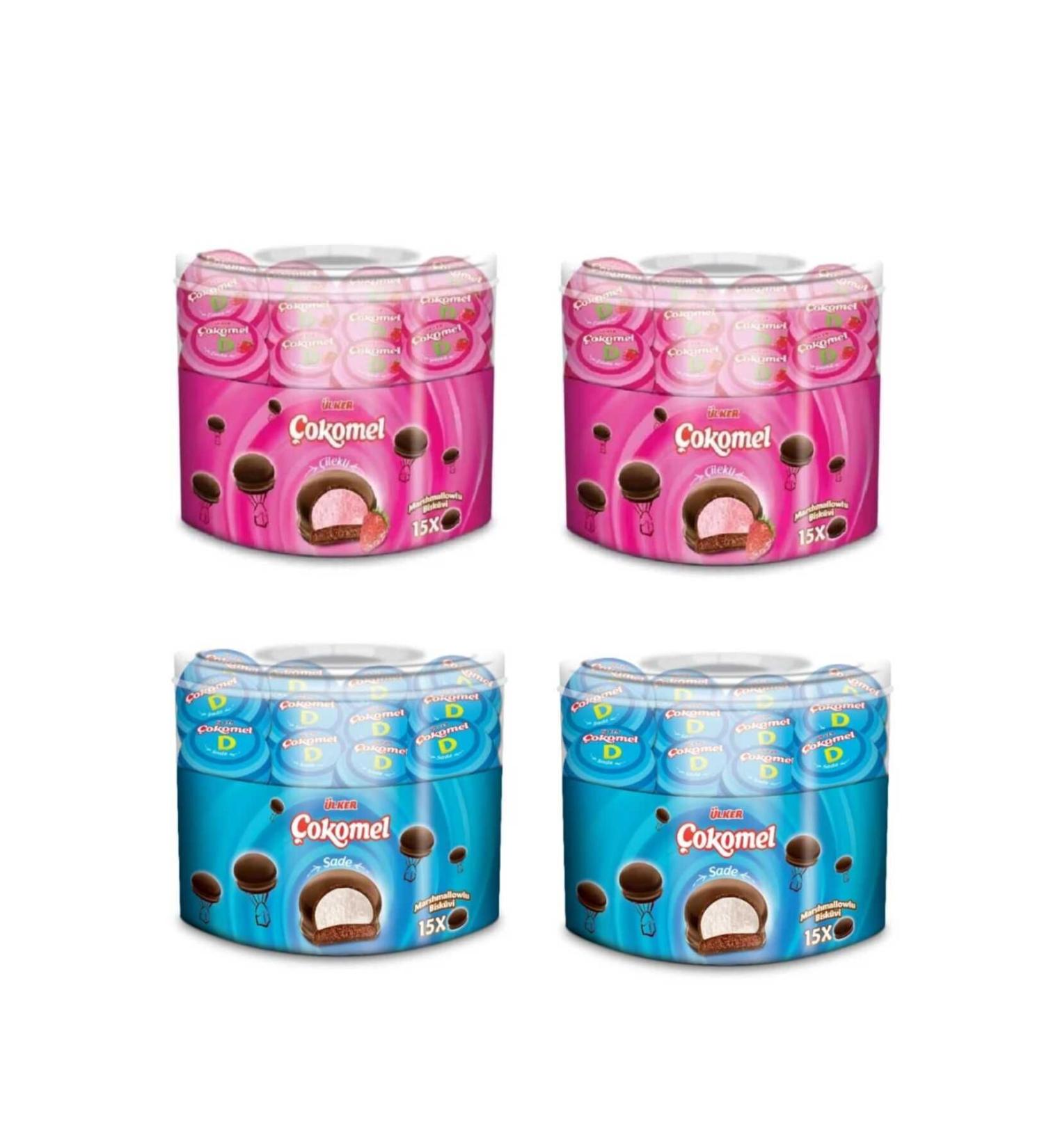 lker okomel Marshmallow 12 Gr X 15 Pieces 2 Strawberry + 2 Plain 4-piece set