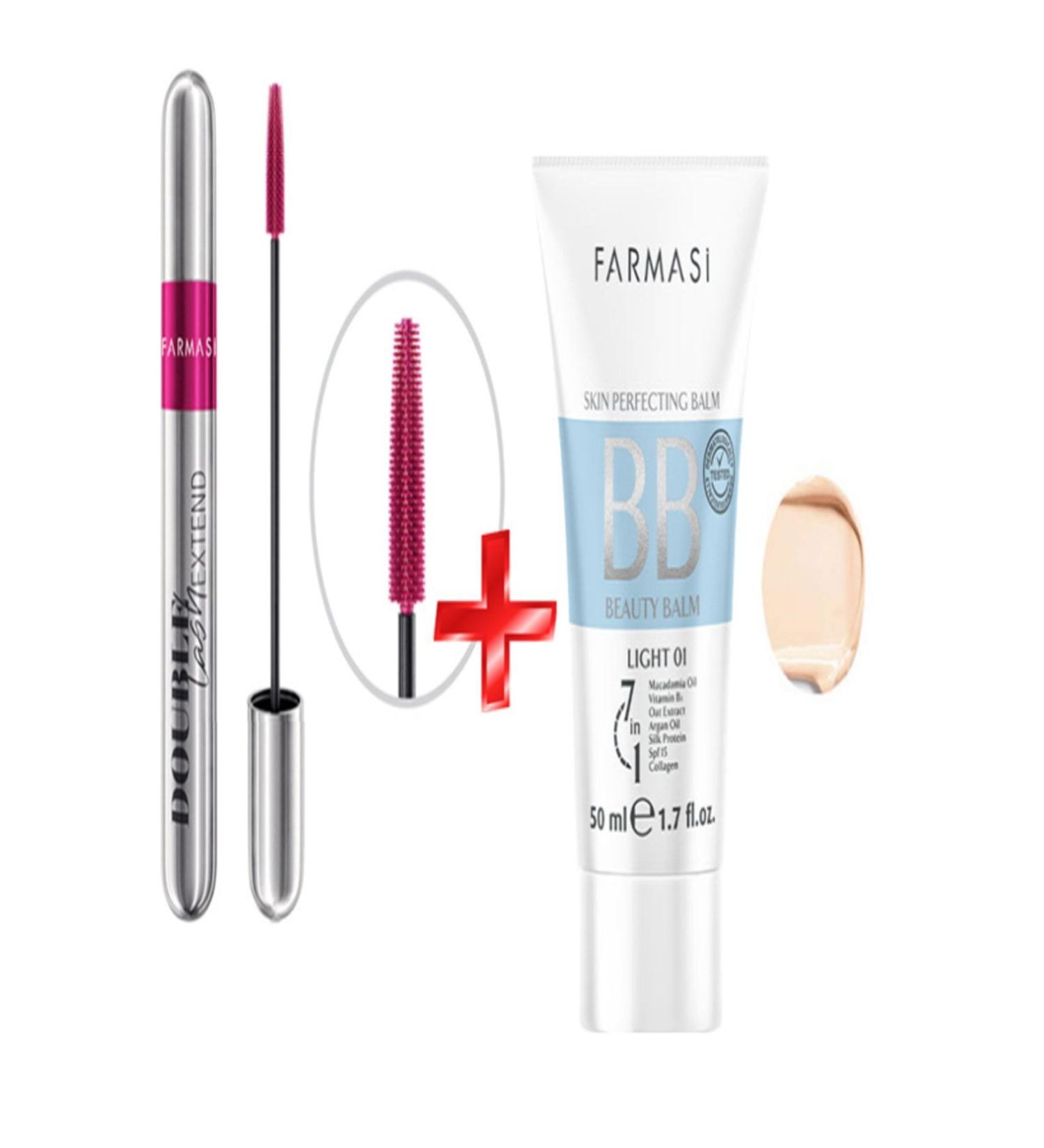 Farmasi Double Lash Extend Double Effect Mascara + Bb Cream Light 50 Ml 01 (Set of 2)
