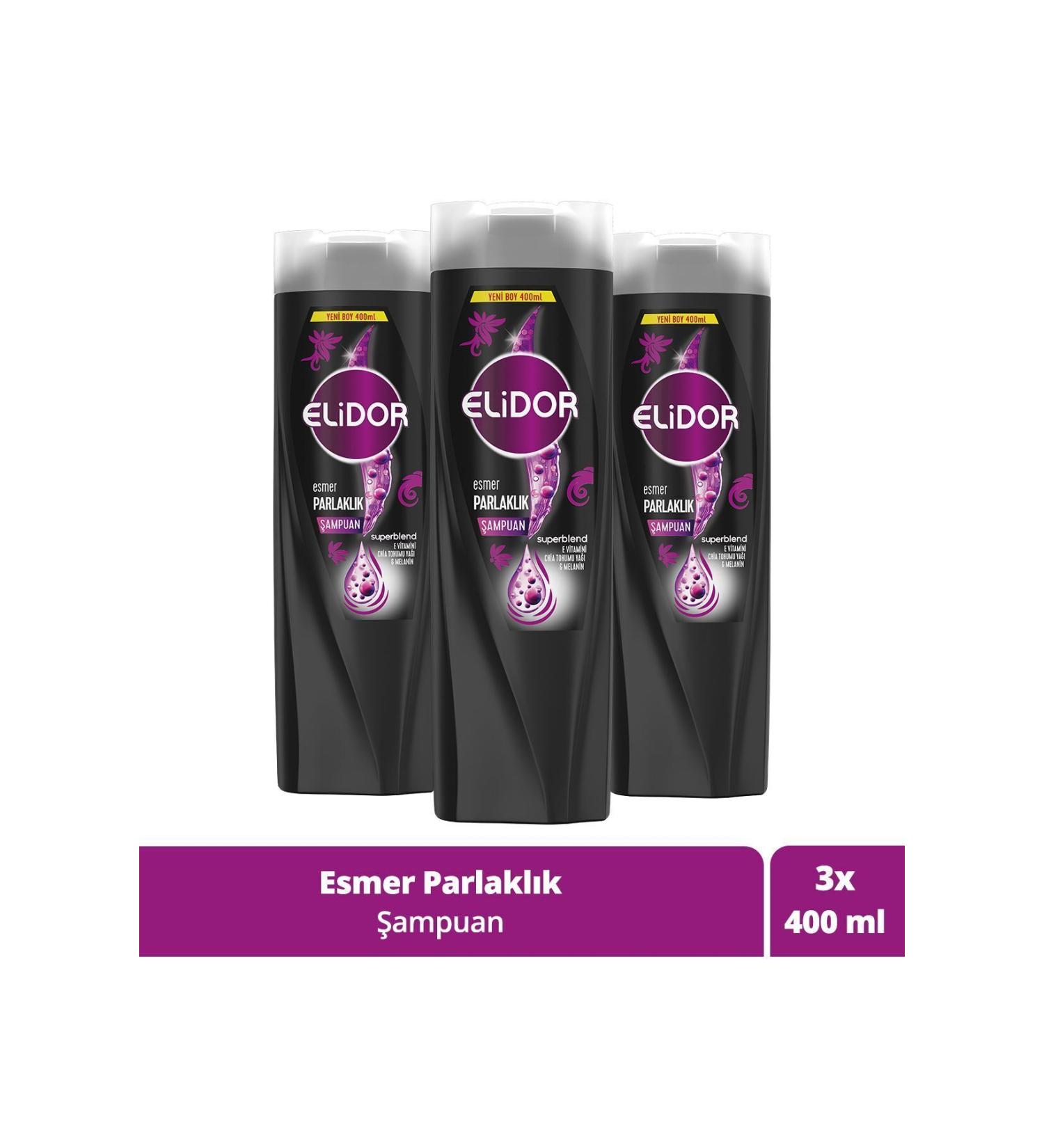 Elidor Superblend Hair Care Shampoo Brunette Shine Vitamin E Chia Seed Oil Melanin 400 ml X3 - Buy Online on GoSupps.com