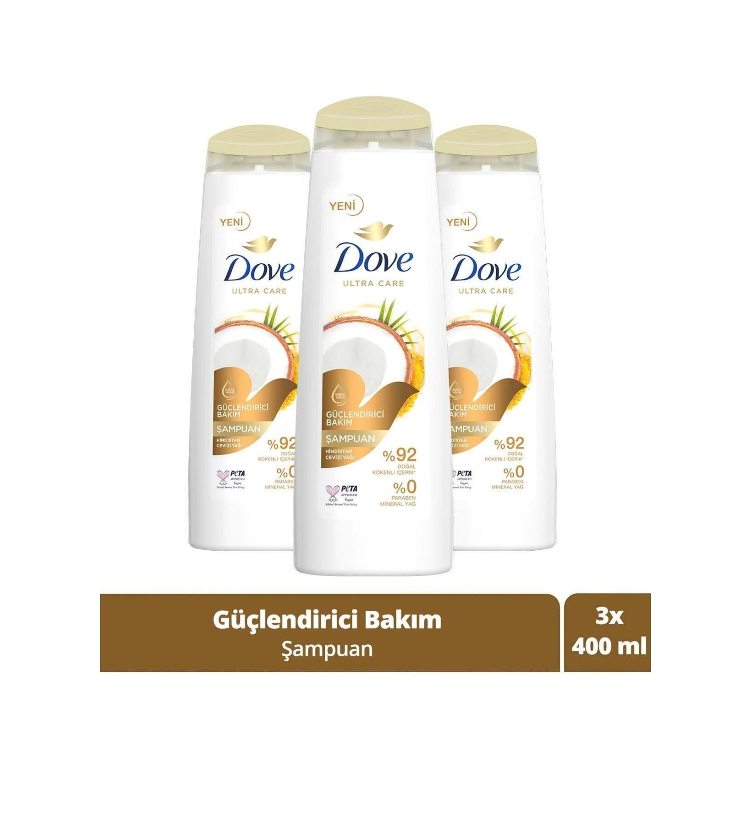 Dove Ultra Care Hair Care Shampoo Strengthening Care Coconut Oil 400 ml X3 Pieces - Buy Online on GoSupps.com