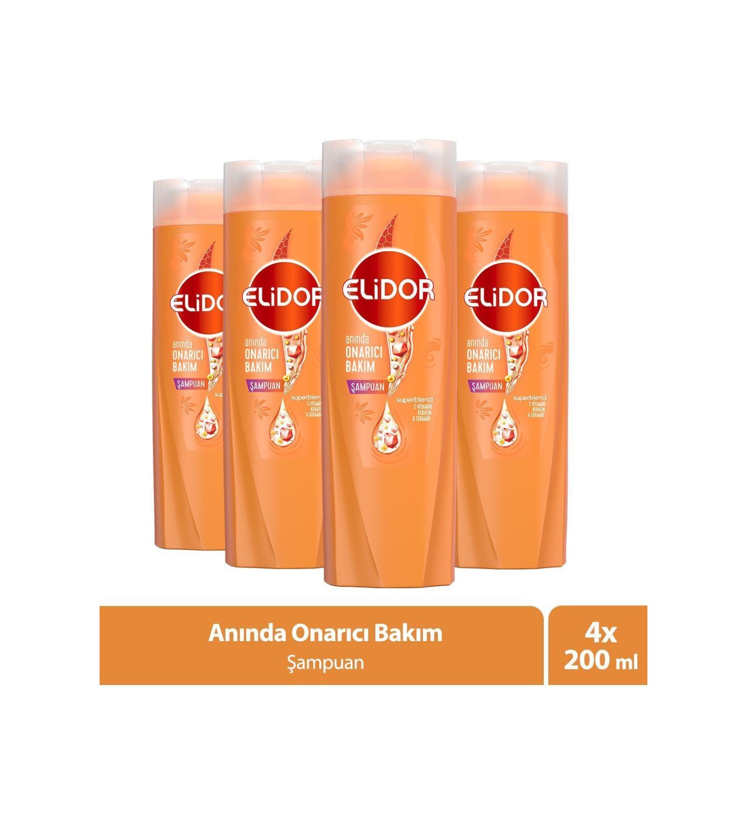 Elidor Superblend Hair Care Shampoo Instant Repair Care Vitamin C Keratin Ceramide 200 ml X4 - Buy Online on GoSupps.com