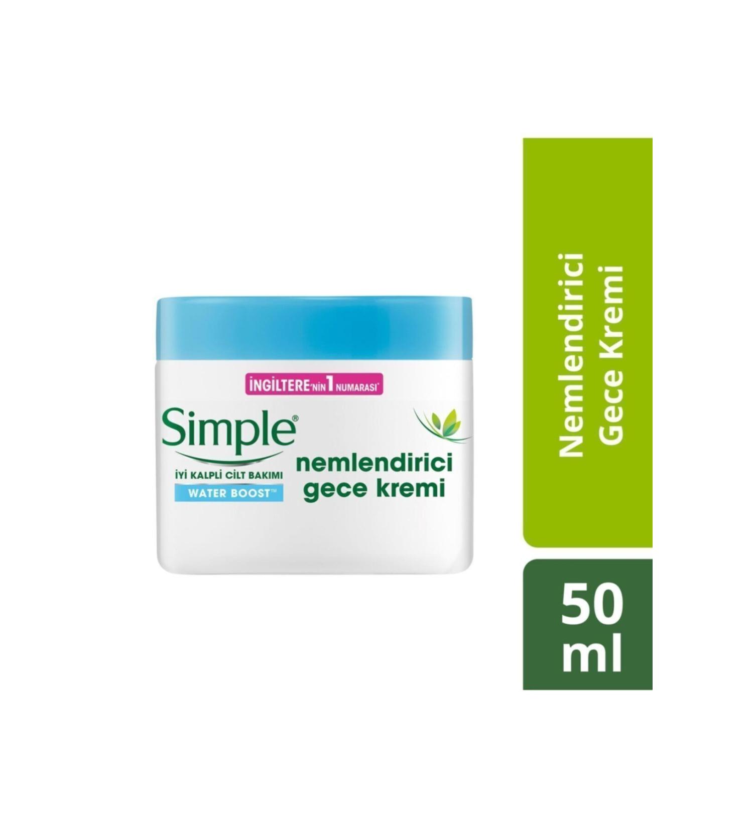 Simple Water Boost Moisturizing Night Cream for Dry Skin 50 Ml