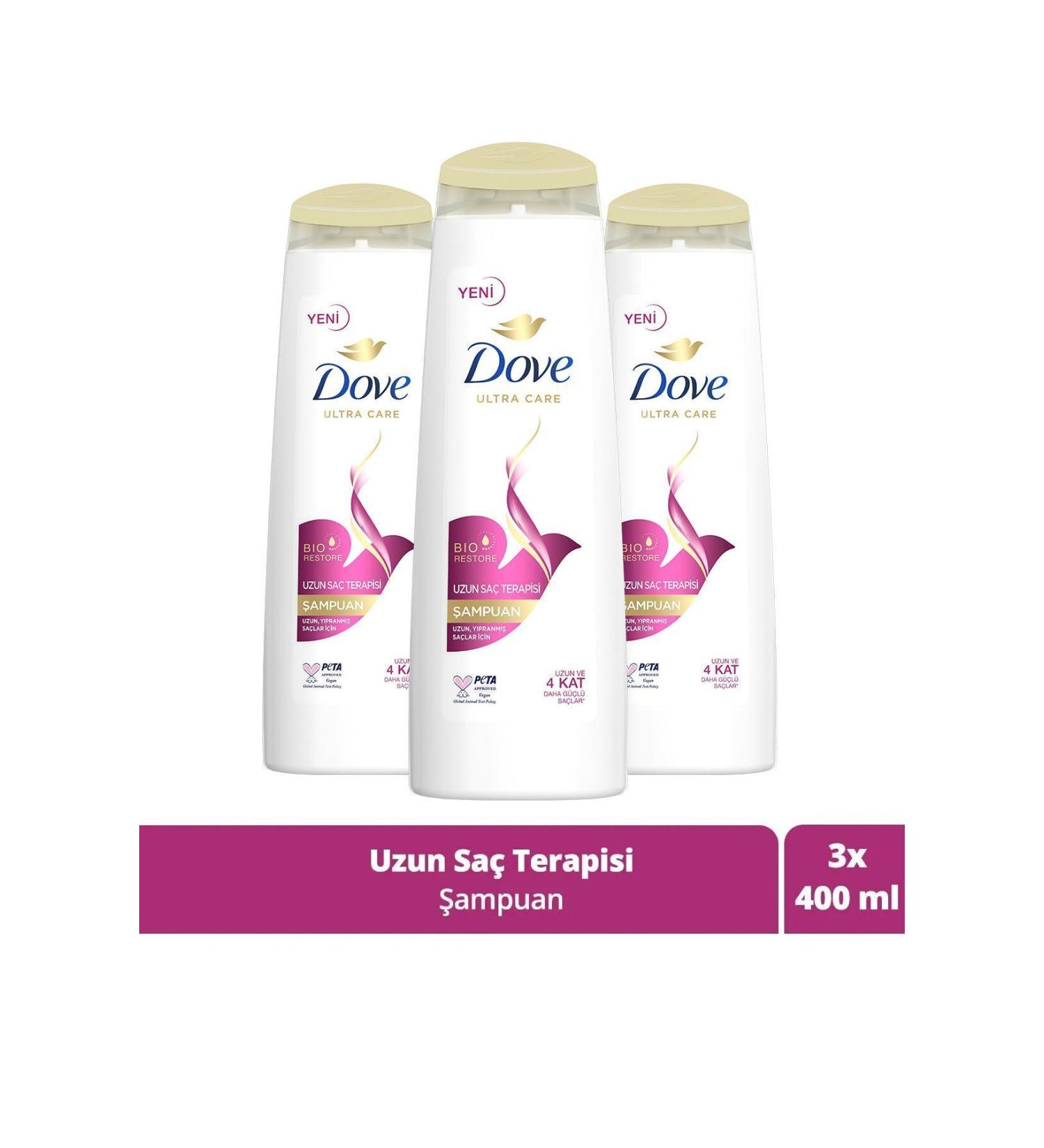 Dove Ultra Care Hair Care Shampoo Long Hair Therapy For Long Damaged Hair 400 ml X3 Pieces - Buy Online on GoSupps.com