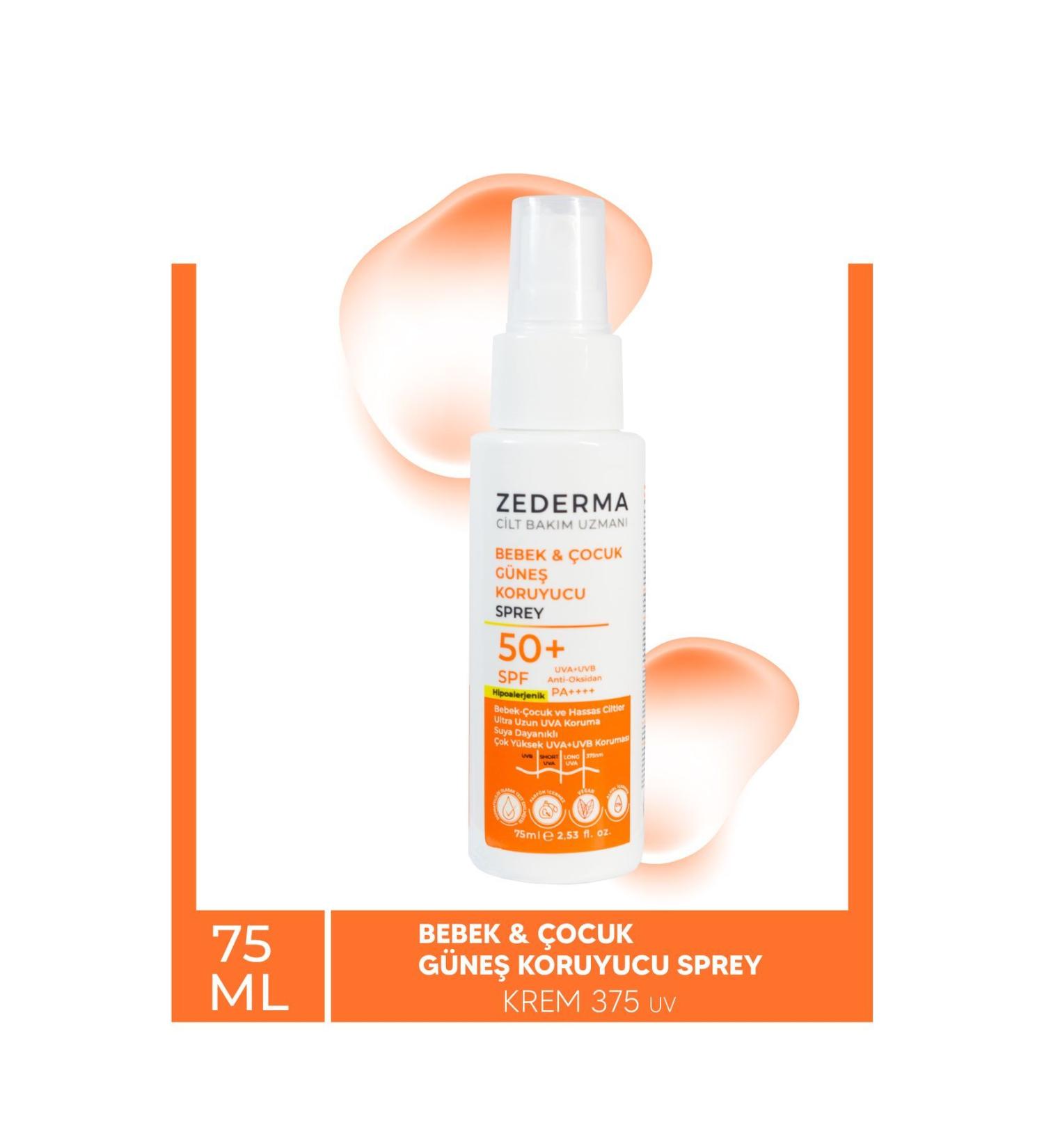 ZEDERMA Baby & Child Sunscreen Spray Spf 50 75 ml Spray & Ultra Long Uva Protection - Buy Online on GoSupps.com