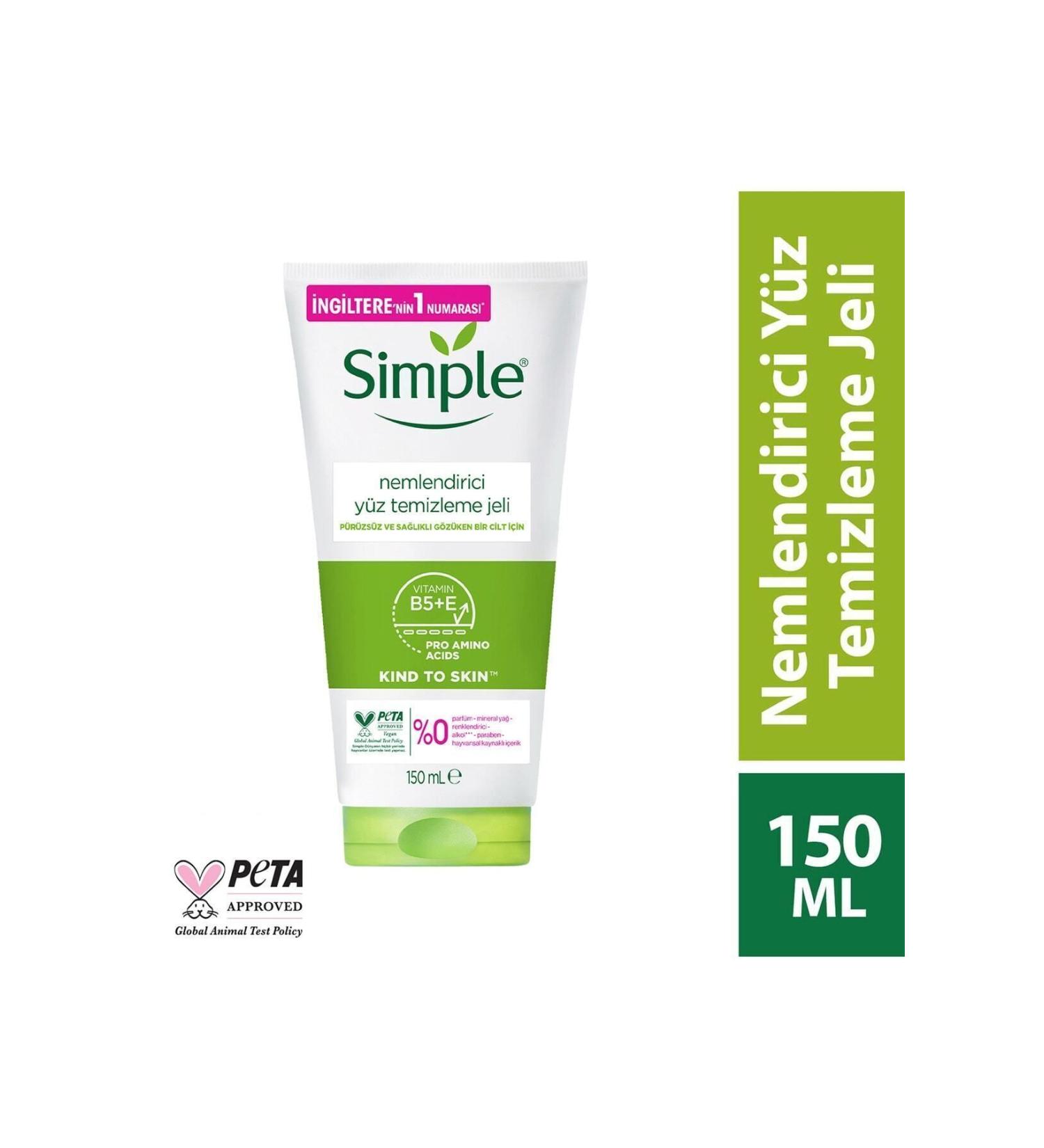 Simple Kind To Skin Moisturizing Facial Cleansing Gel B5 Vitamin E Smooth And Healthy Skin 150 ml - Buy Online on GoSupps.com