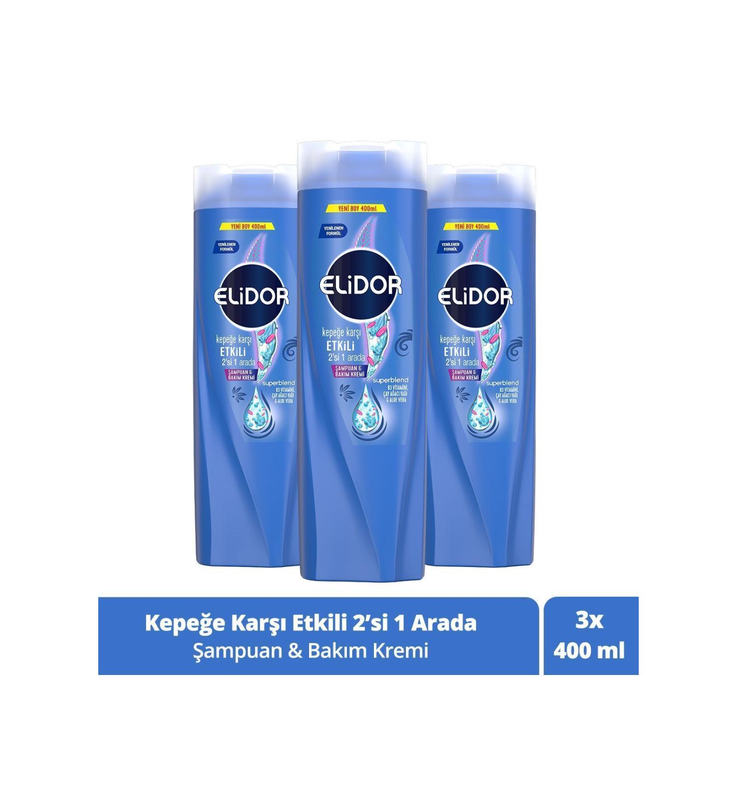Elidor Superblend Shampoo and Conditioner Anti-Dandruff Effective 2 in 1 400 ml X3 Pieces - Buy Online on GoSupps.com
