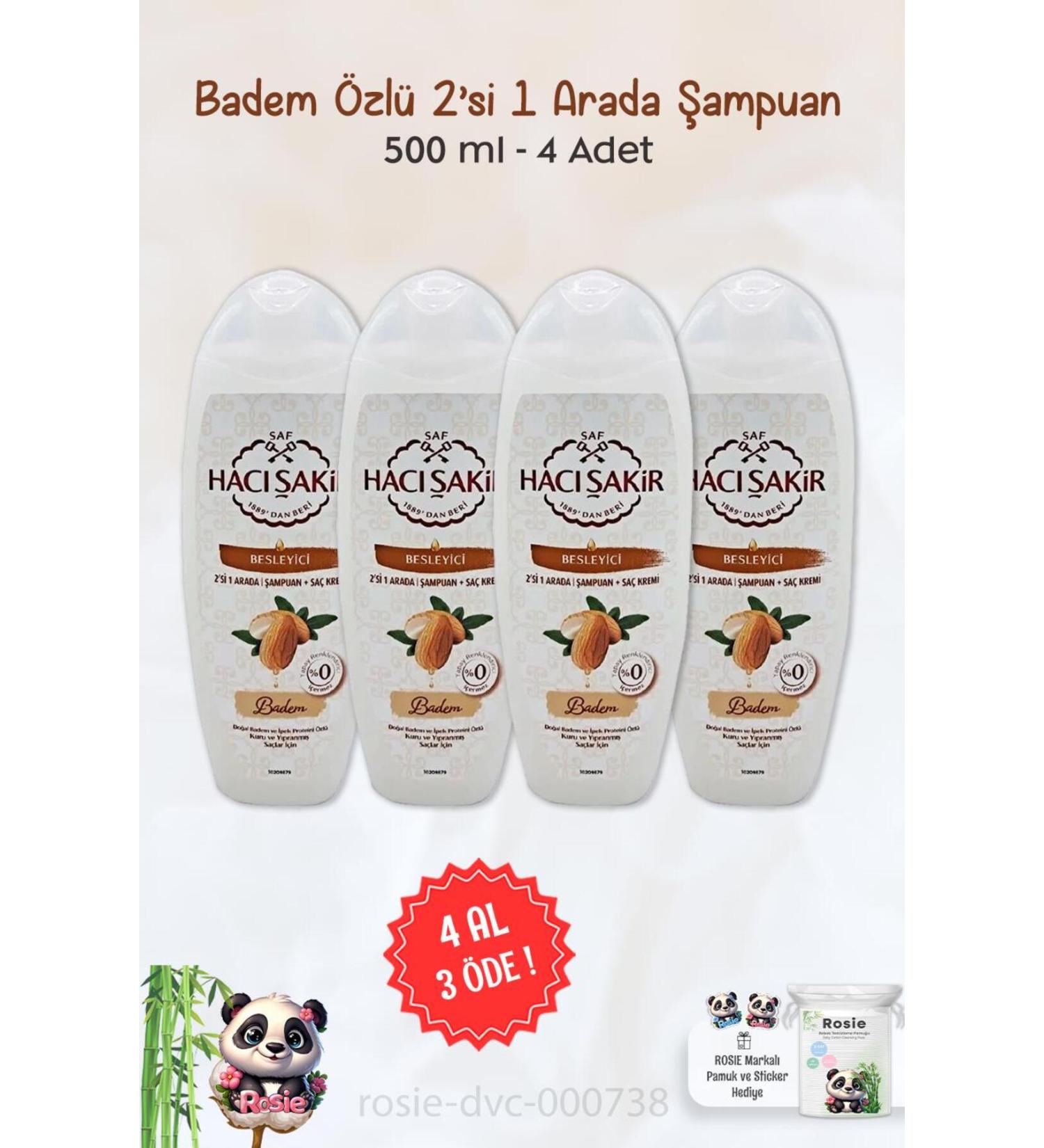 Hac akir BUY 4 PAY 3 Hac akir Almond 2 in 1 Shampoo Nourishing 500 ml and ROSIE - Buy Online on GoSupps.com