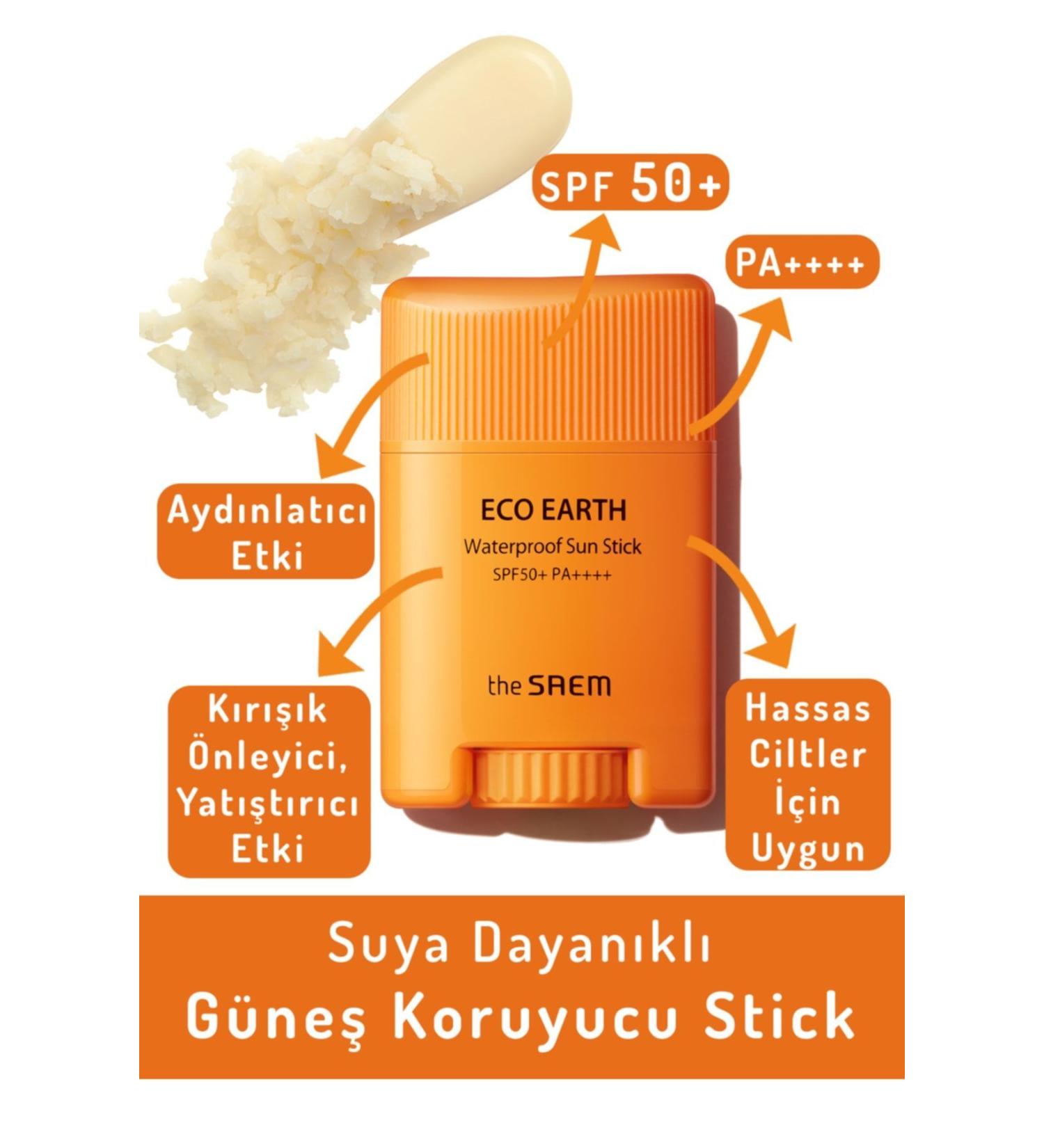 The Saem Waterproof Sunscreen Stick 17 gr - Eco Earth Waterproof Sun Stick SPF50+ and PA++++ - Buy Online on GoSupps.com