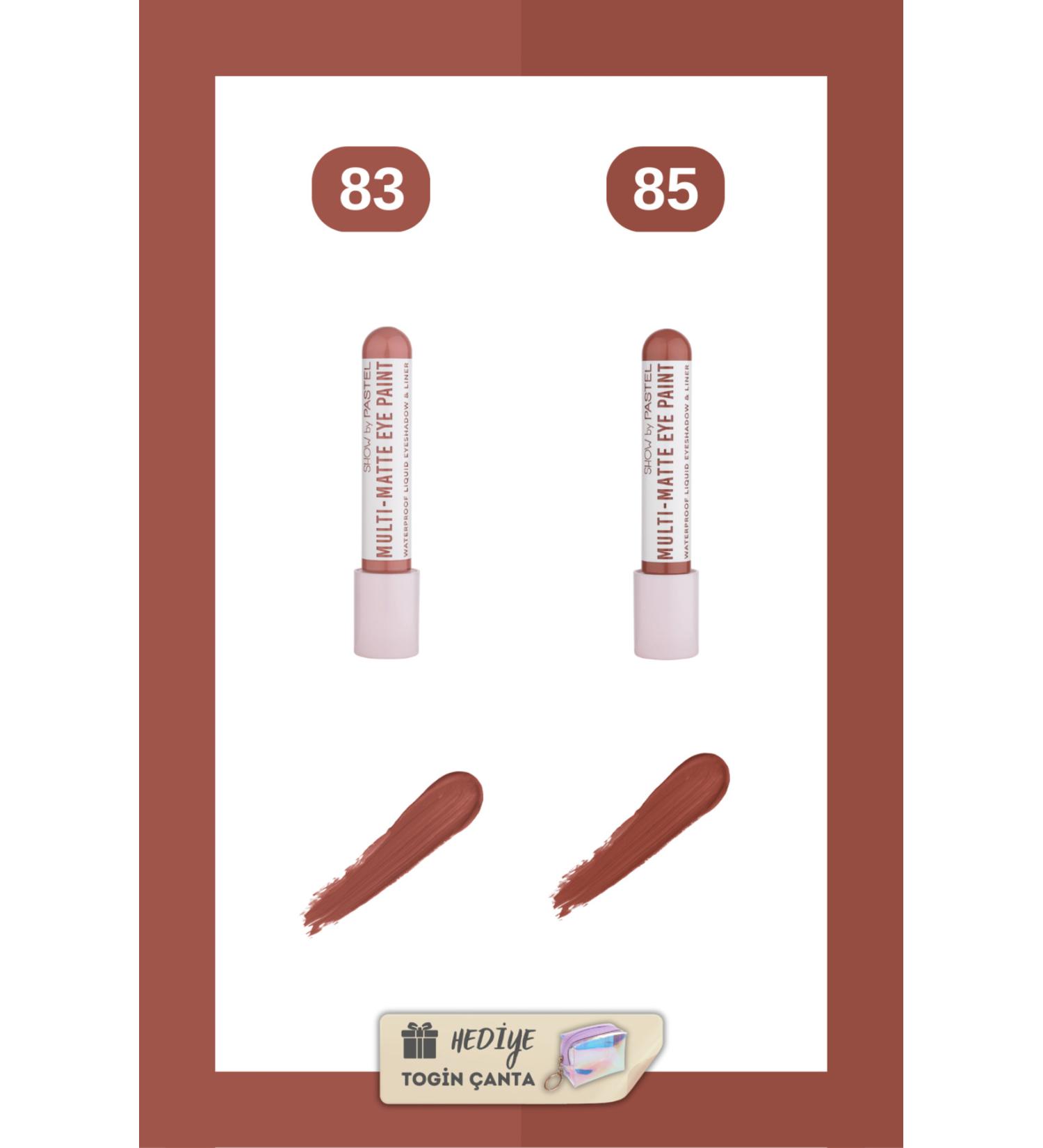 Show by Pastel Waterproof Matte Liquid Eyeshadow and Eyeliner Set - 83 + 85 + Togin Bag Gift