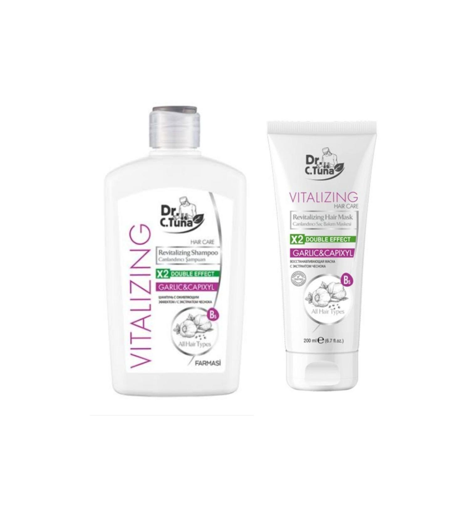 Farmasi Dr. C. Tuna Vitalizing Garlic Shampoo 500 Ml + Hair Care Mask 200 Ml