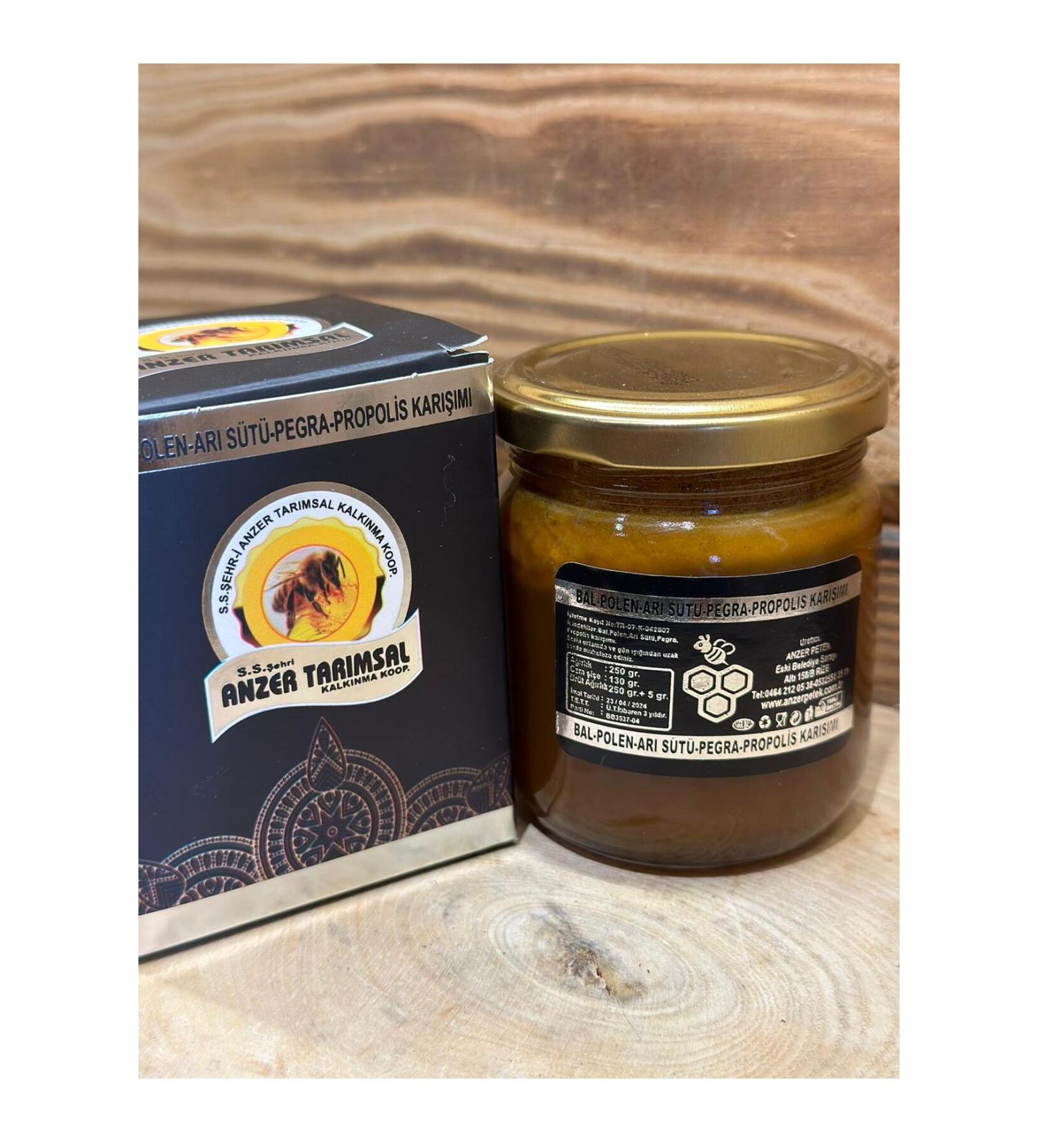 Ho dere ANZER PASTE HONEY-POLLEN-BEE JELLY-PEGRA-PROPOLIS 250 GR
