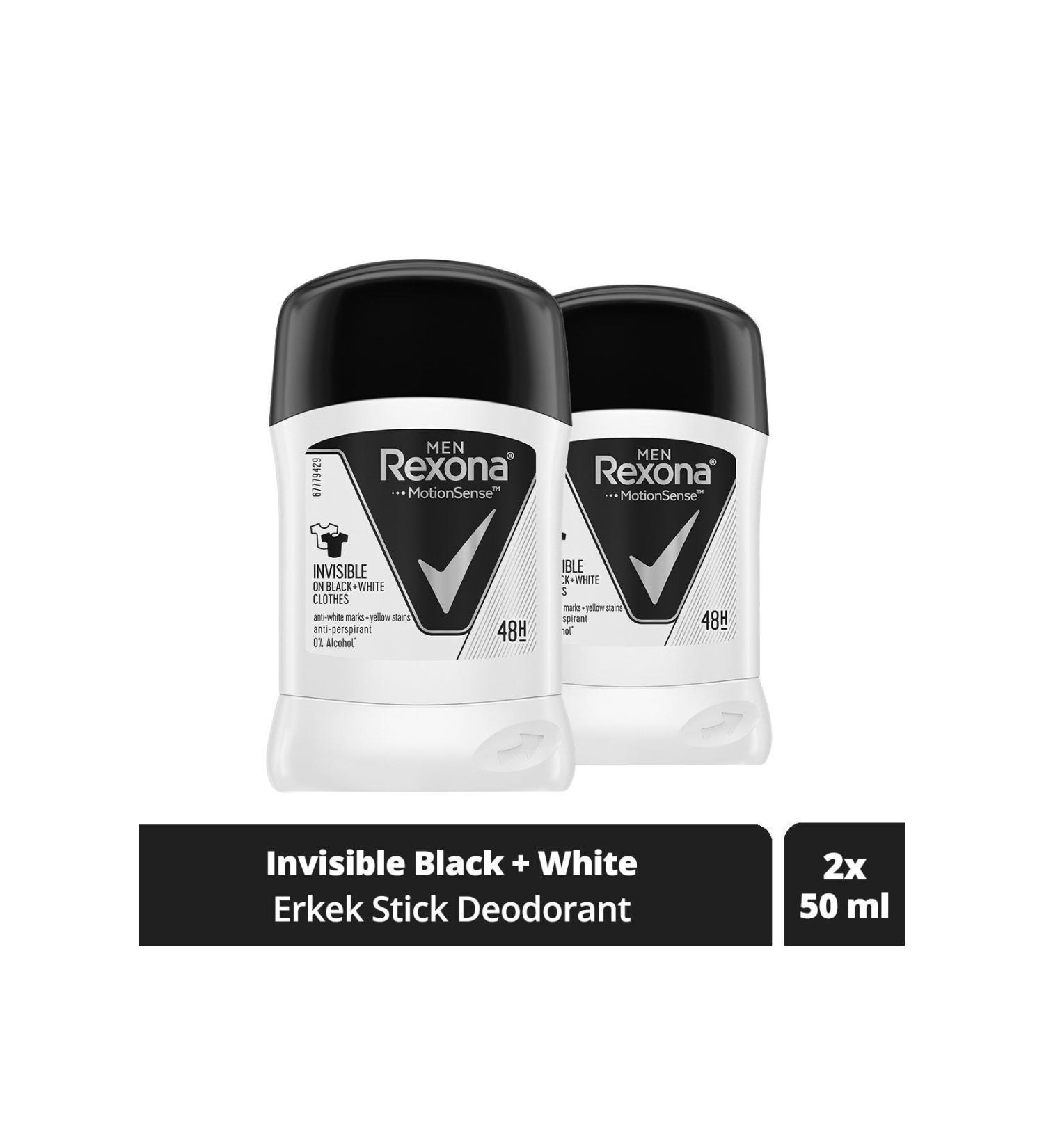 Rexona Men's Deodorant Stick Invisible Black White 50 ml - Buy Online on GoSupps.com