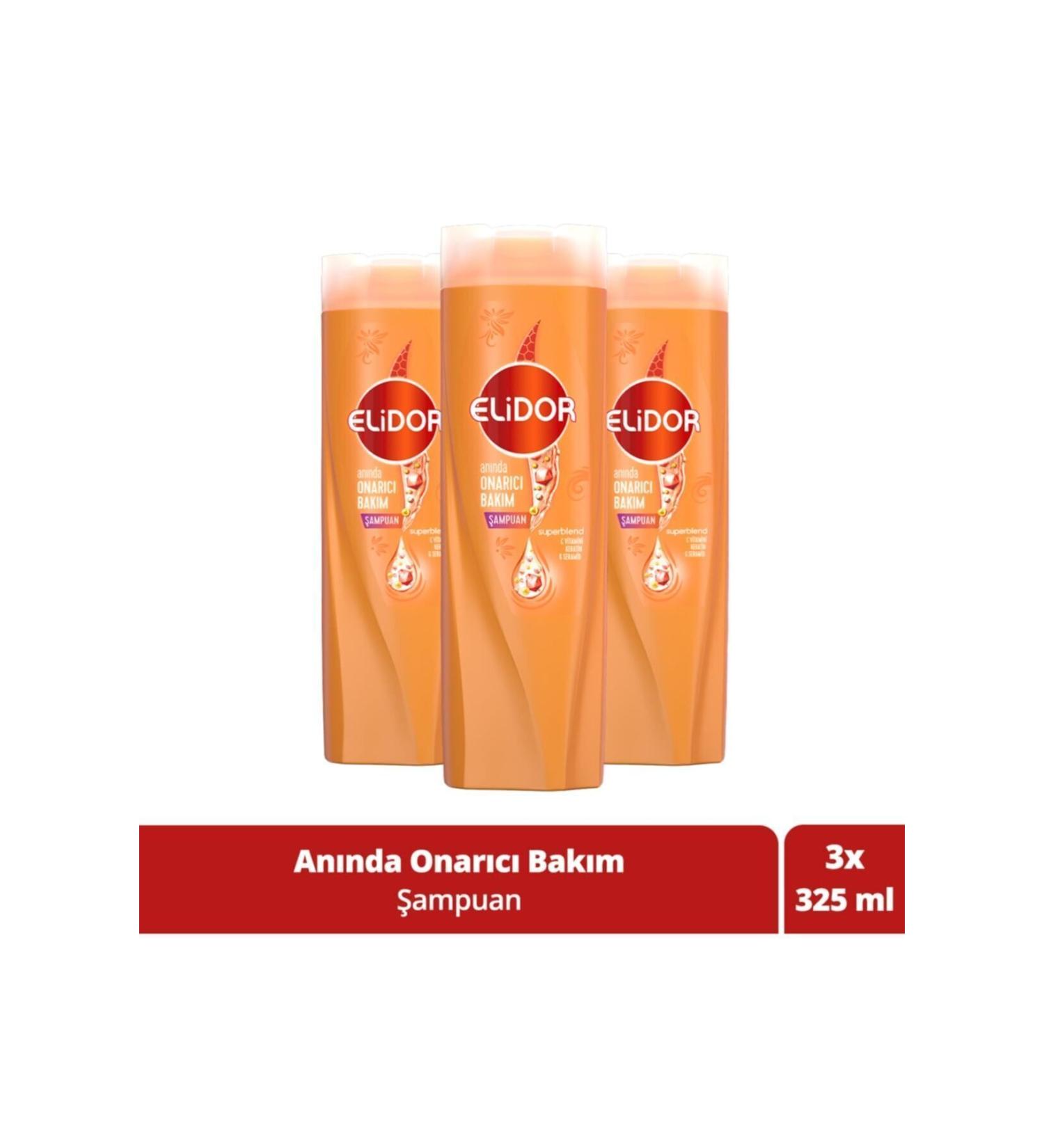 Elidor Superblend Hair Care Shampoo Instant Repair Care Vitamin C Keratin Ceramide 325 Ml X3 Pieces