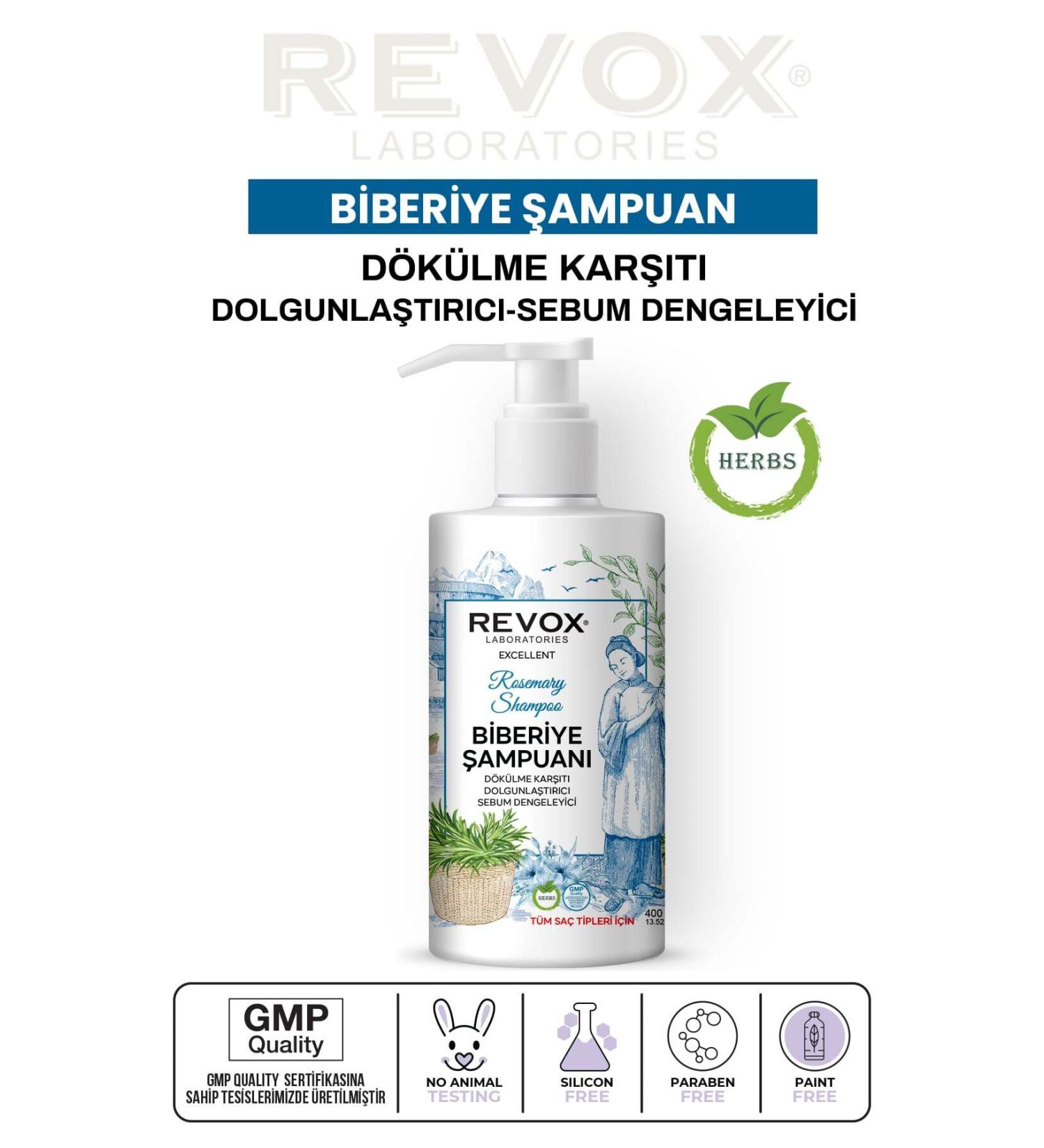 Revox Rosemary Essence Hair Care Shampoo Purifying Anti-Loss 400 ml. - Buy Online on GoSupps.com