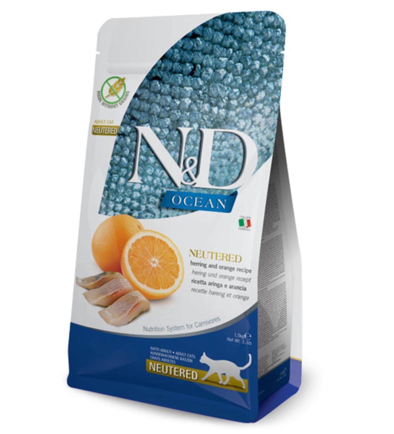 N & D Grain-Free Sterilized Herring Orange Cat Food 1.5 kg