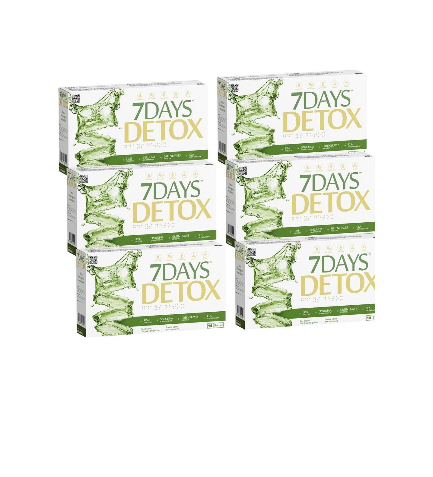 7 Days Detox 7 Days Detox - Spirulina Cla Green Tea And Lime - 14 Sachets X 6 Boxes - Buy Online on GoSupps.com