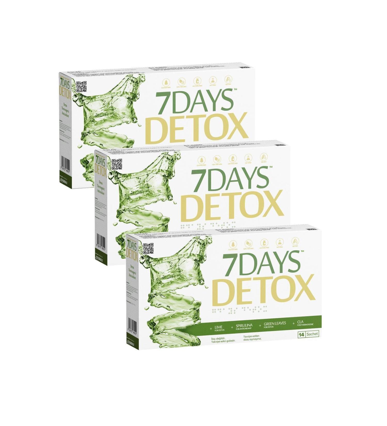 7 Days Detox 7 Days Detox - Spirulina Cla Green Tea And Lime - 14 Sachets X 3 Boxes - Buy Online on GoSupps.com