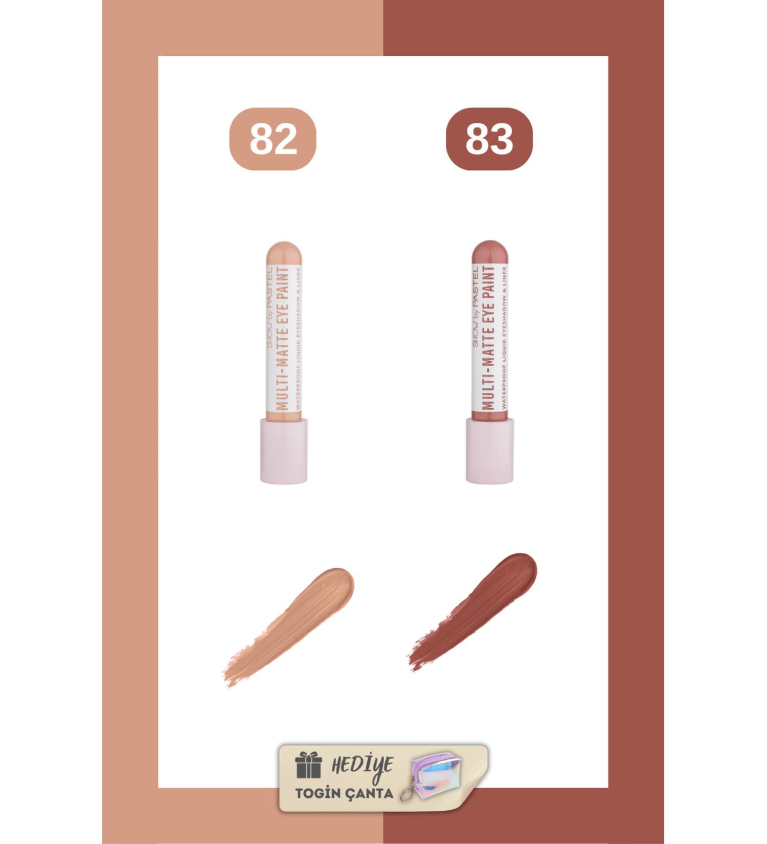 Show by Pastel Waterproof Matte Liquid Eyeshadow and Eyeliner Set - 82 + 83 + Togin Bag Gift - Buy Online on GoSupps.com