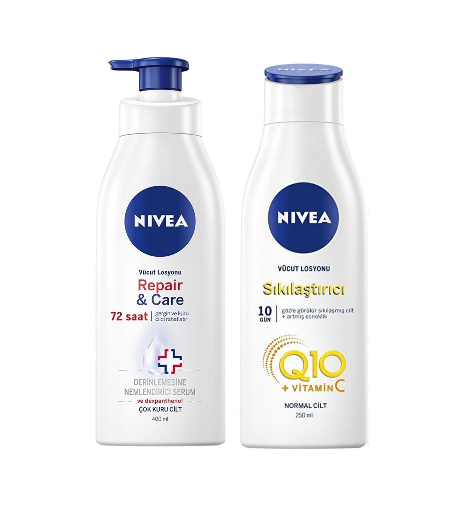 NIVEA Repair & Care Body Lotion 400 ml + Nivea Q10+vitamin C Firming Body Lotion 250 ml