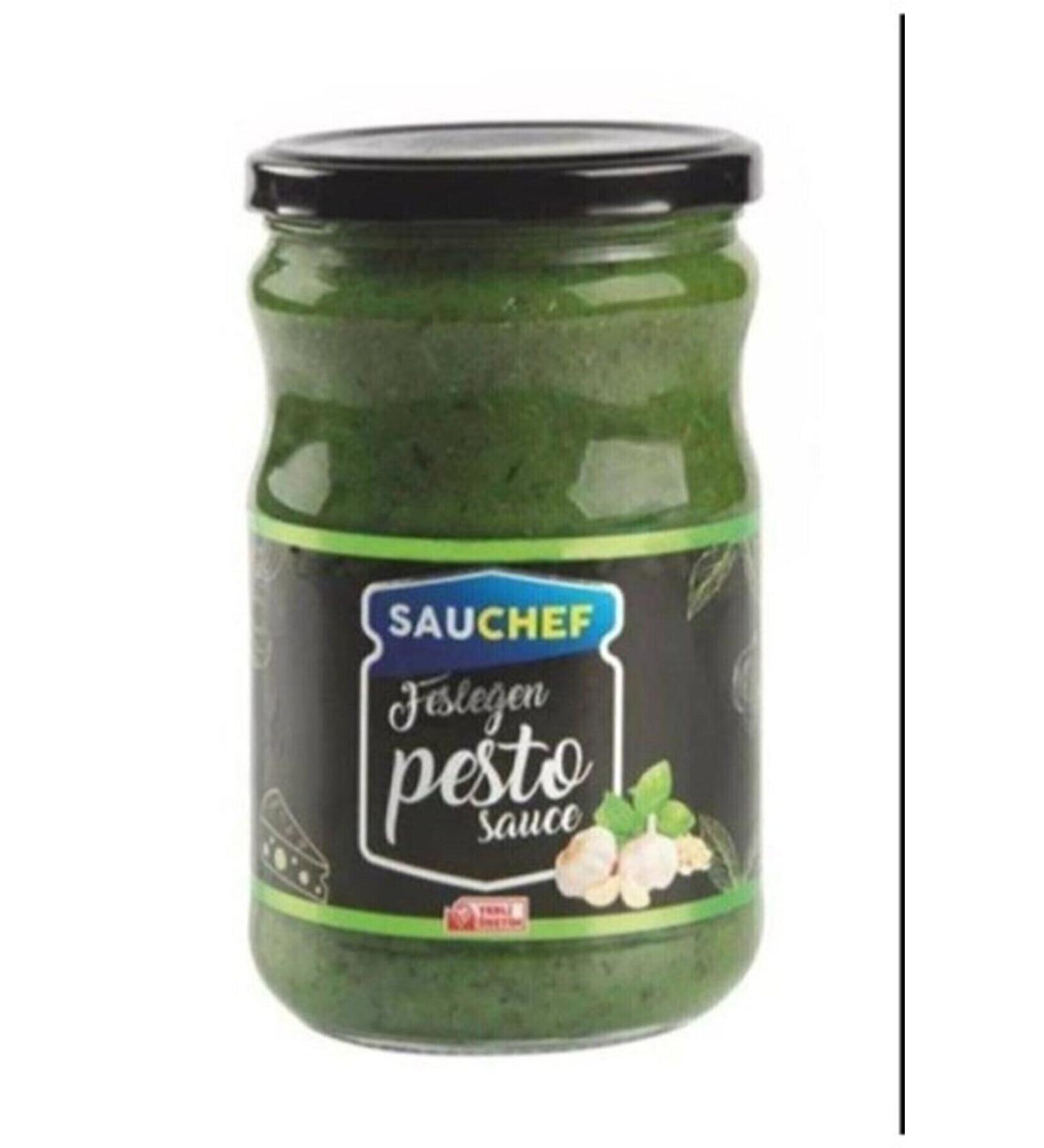 SAUCHEF Pesto Sauce 600 gr Glass Bottle Cooking Sauce X 9 Pieces - 1 Box