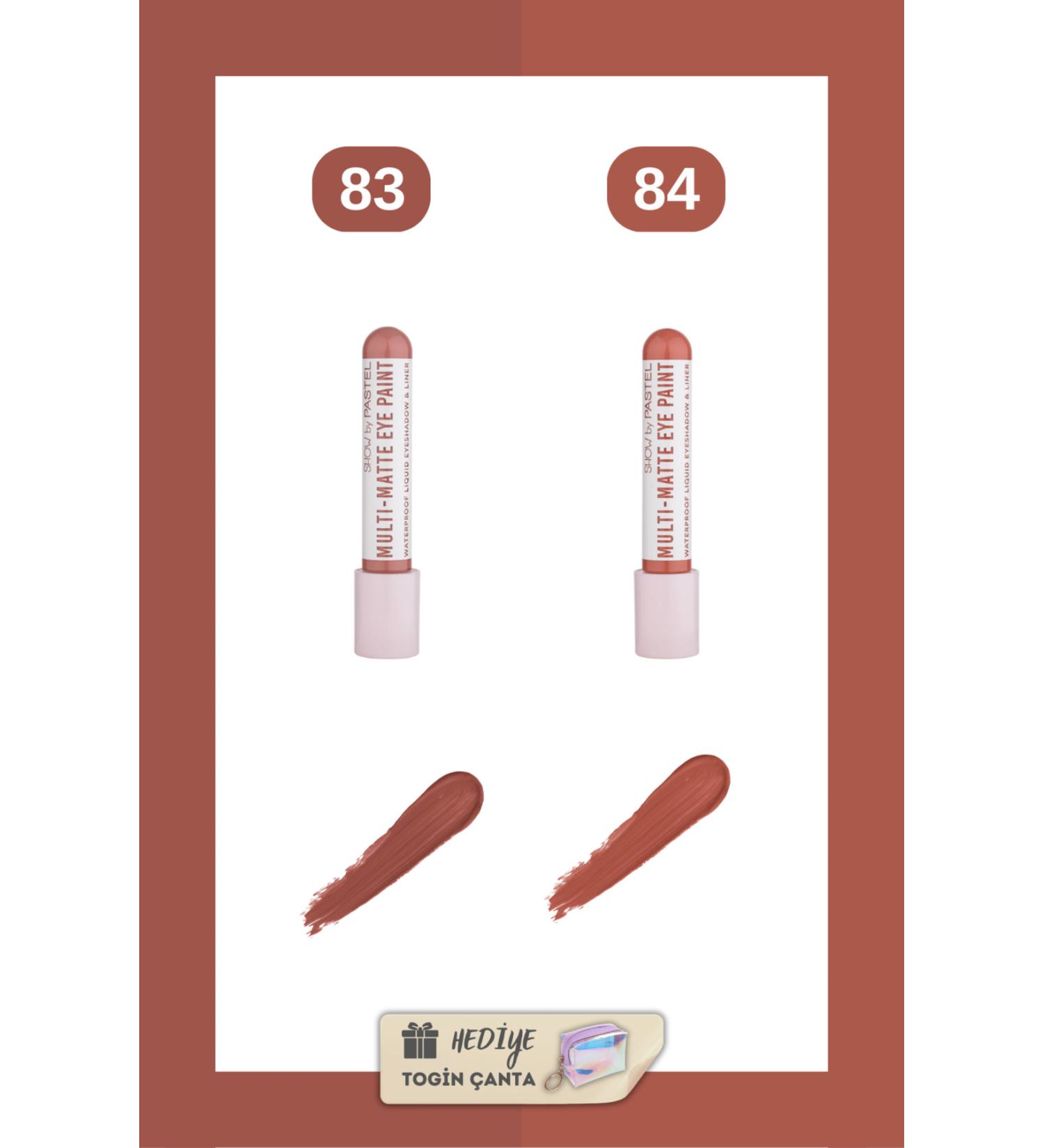 Show by Pastel Waterproof Matte Liquid Eyeshadow and Eyeliner Set - 83 + 84 + Togin Bag Gift