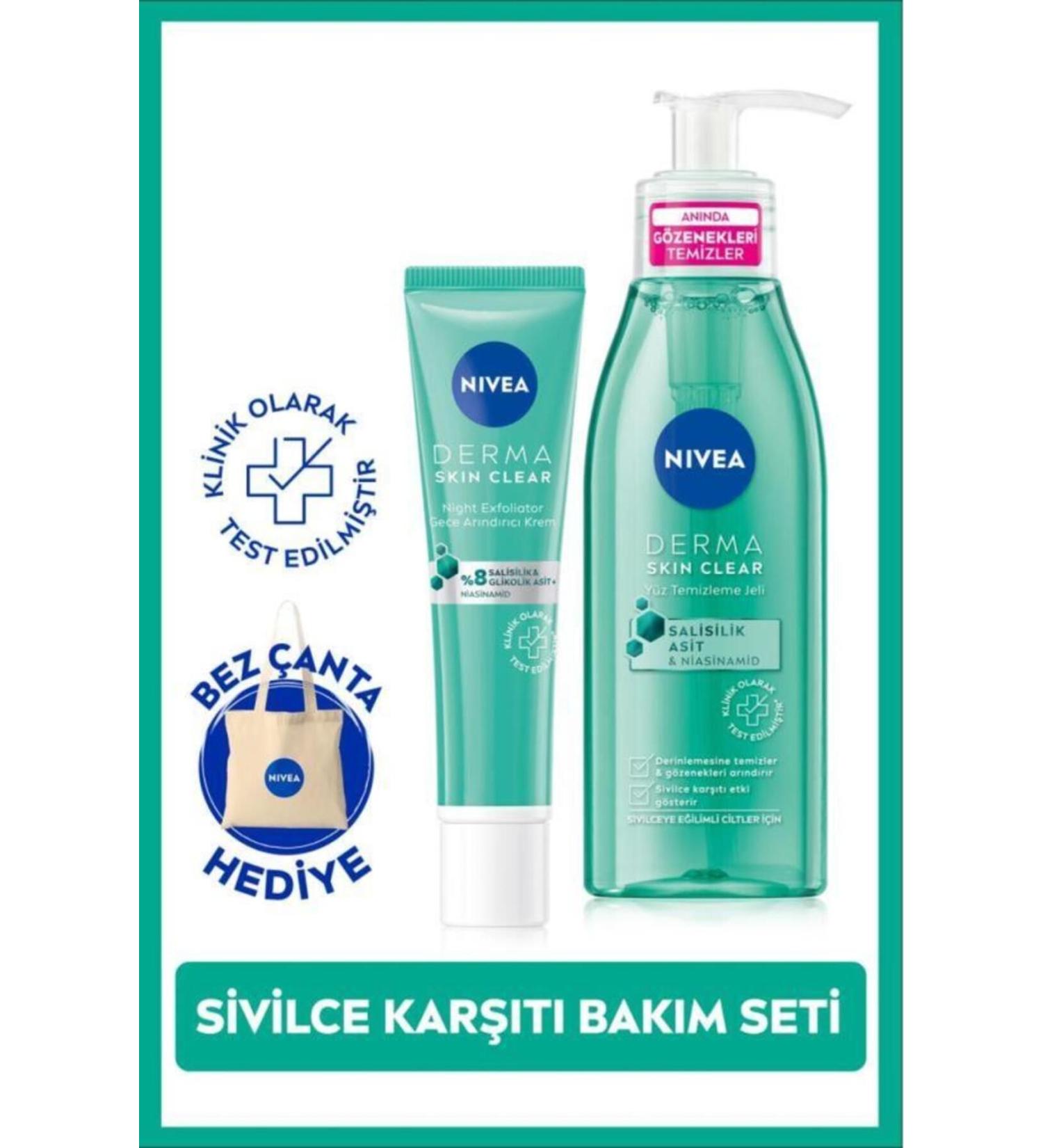 NIVEA DERMA SK N CLEAR ANTI-ACNE FACIAL CLEANSING GEL 150ML AND NIGHT CREAM 40ML PSSN3276 - Buy Online on GoSupps.com