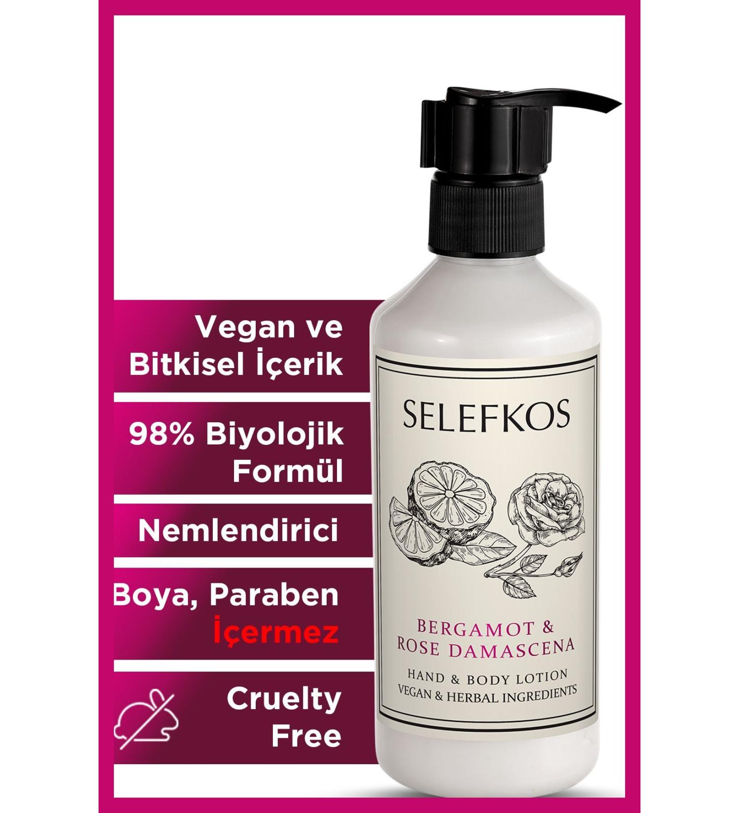 Selefkos Bergamot and Rose Scented Moisturizing Vegan Body Lotion & Body Cream 250ml - Buy Online on GoSupps.com