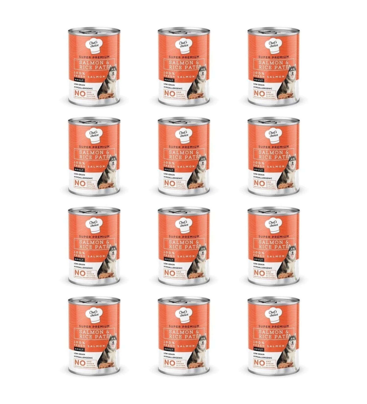 Chefs Choice Chef's Choice Grain-Free Salmon and Rice Paste Dog Canned Food 400 Gr X 12 Pieces