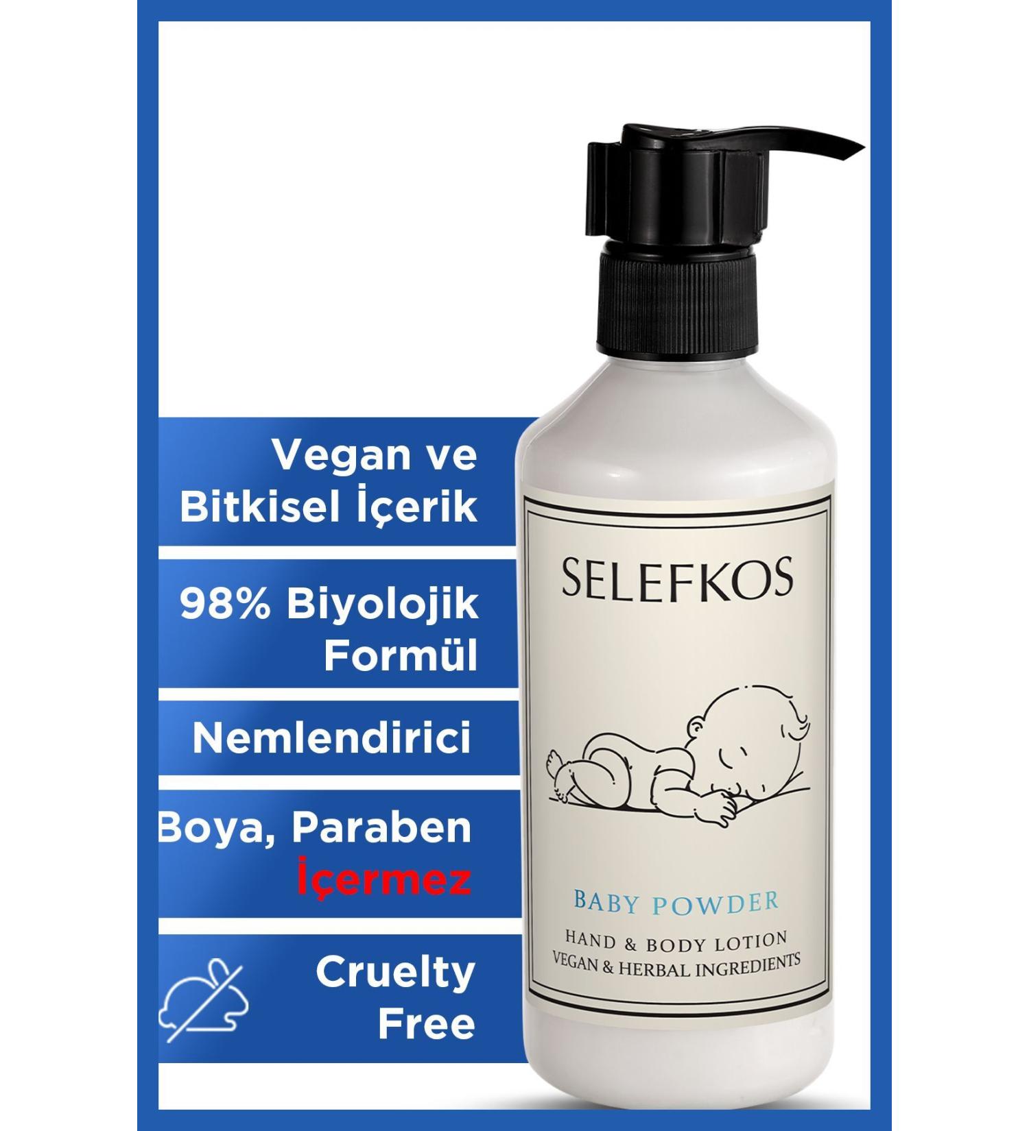 Selefkos Baby Powder Scented Moisturizing Vegan Body Lotion & Body Cream 250ml - Buy Online on GoSupps.com