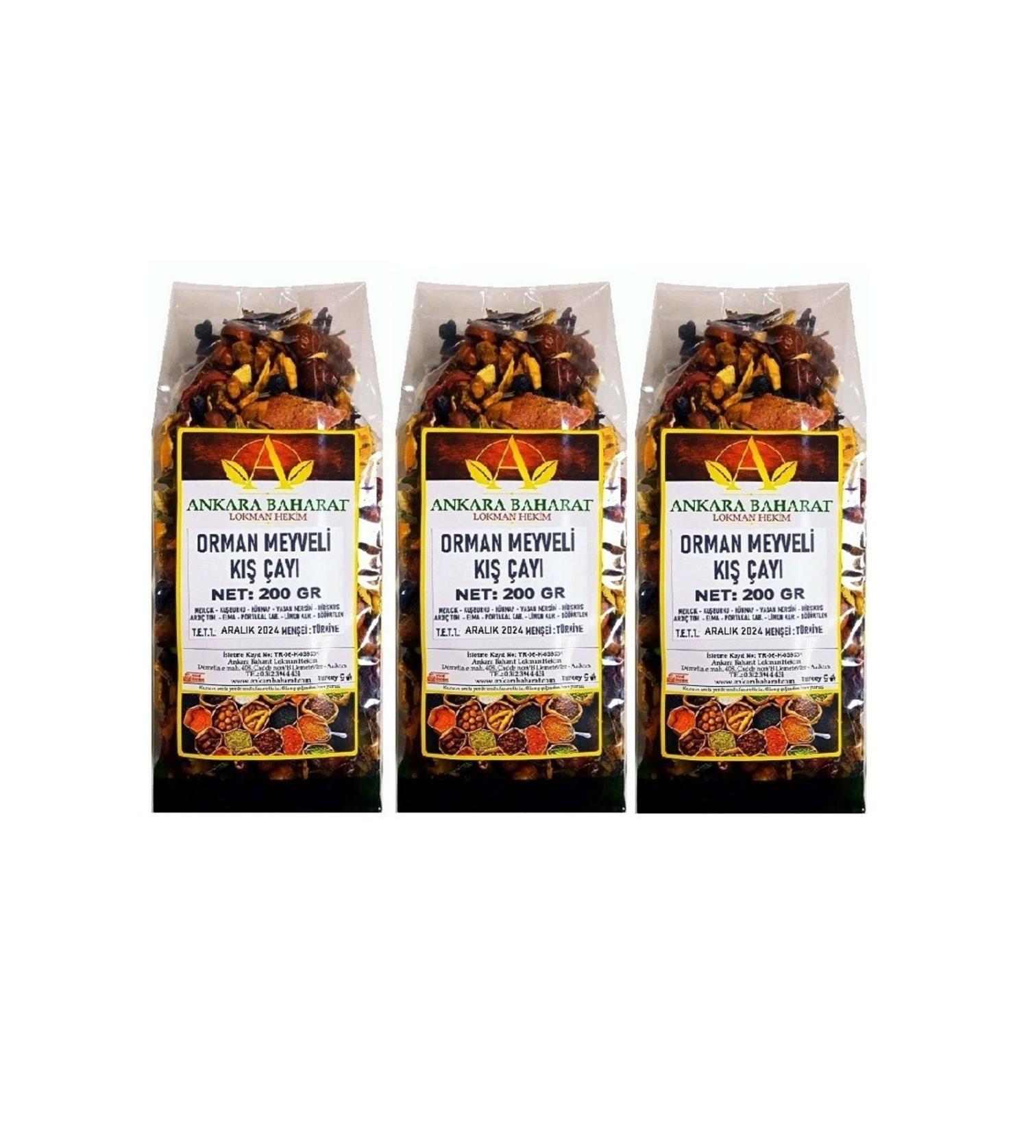 Ankara Spice Lokman Hekman 3 Pack Forest Fruit Winter Tea 200 Gr X 3 Mixed Herbal Tea