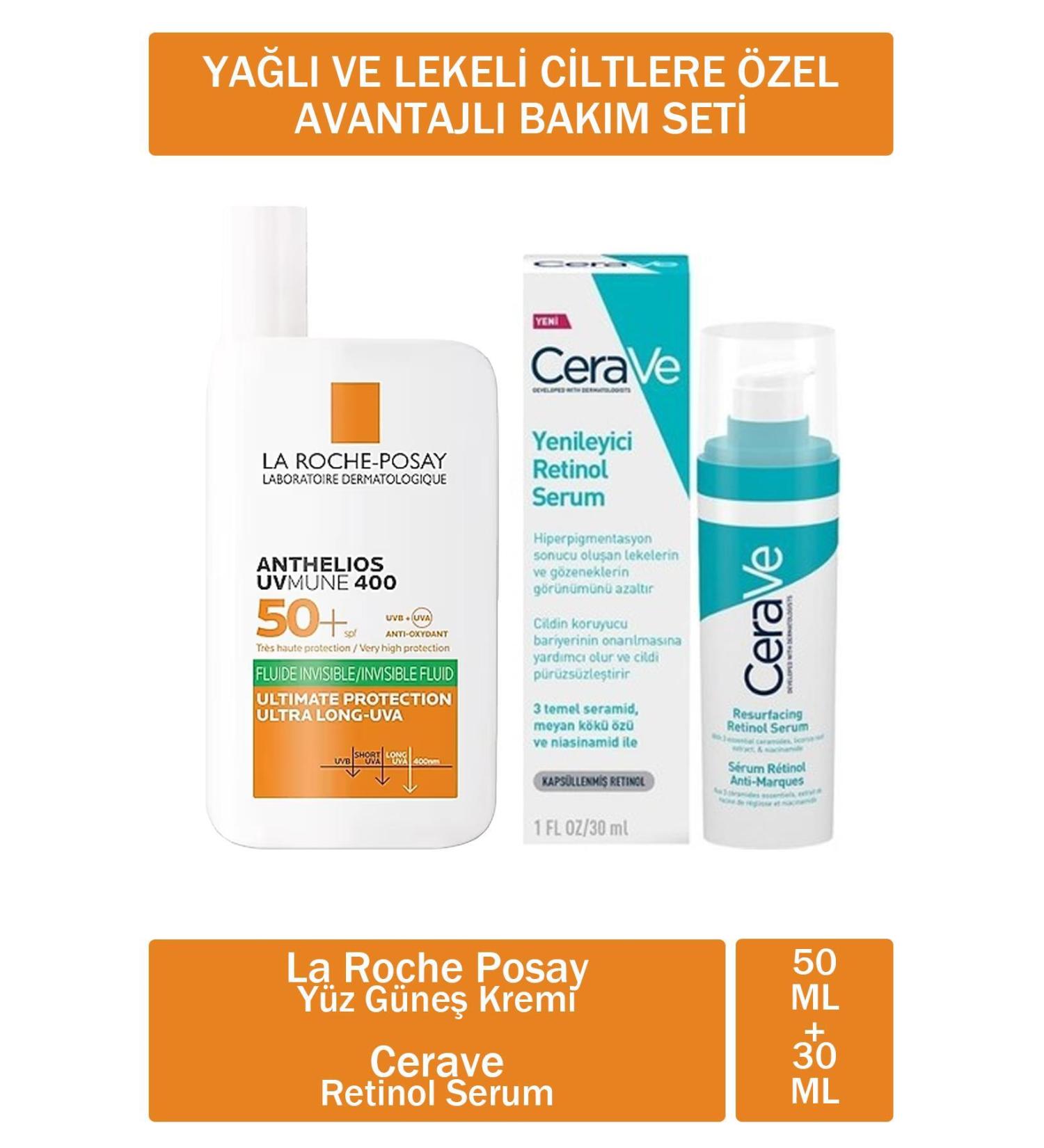 La Roche Posay Cerave Acne Prone Skin Facial Care Gel 40 ml + Cerave Oily and Irregular Skin Re - Buy Online on GoSupps.com