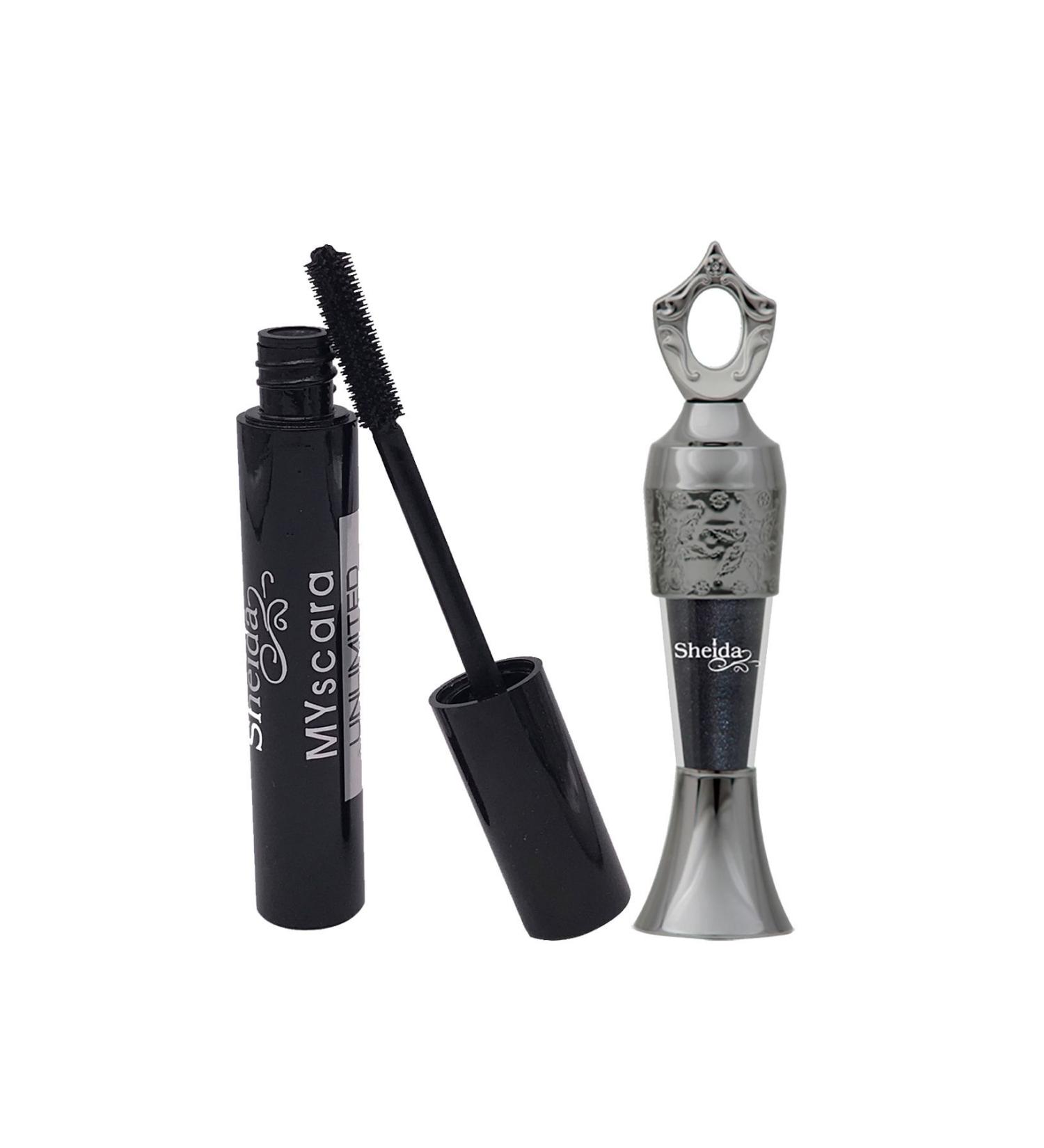 Sheida Myscara Ultimated Black + Kohl Powder Black Eyeliner (Dual Eye Makeup Set)