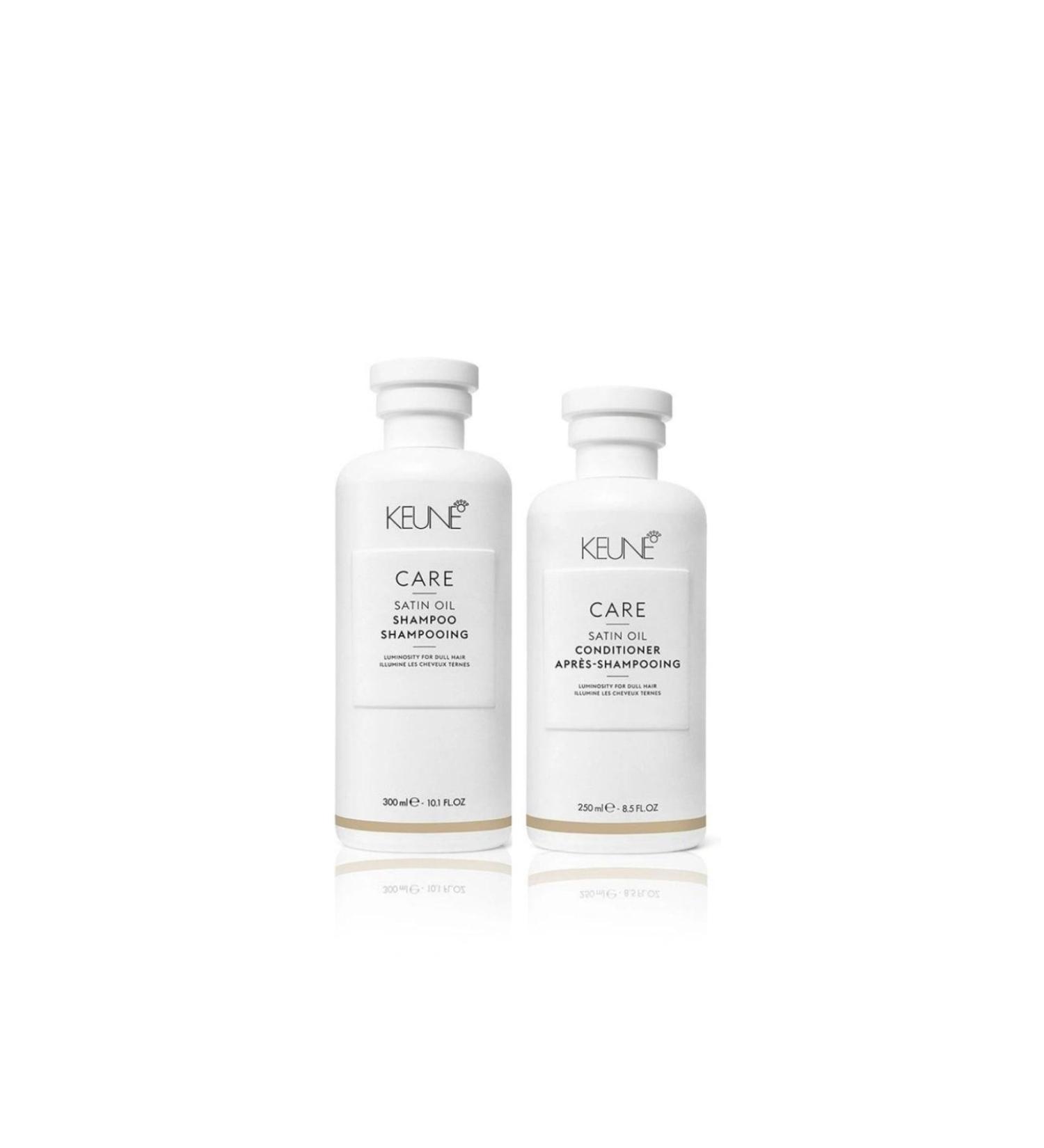 Keune Satin Oil Shampoo 300 ml & Satin Oil Conditioner 250 ml Moisturizing for Dry Hair (SET OF 2)