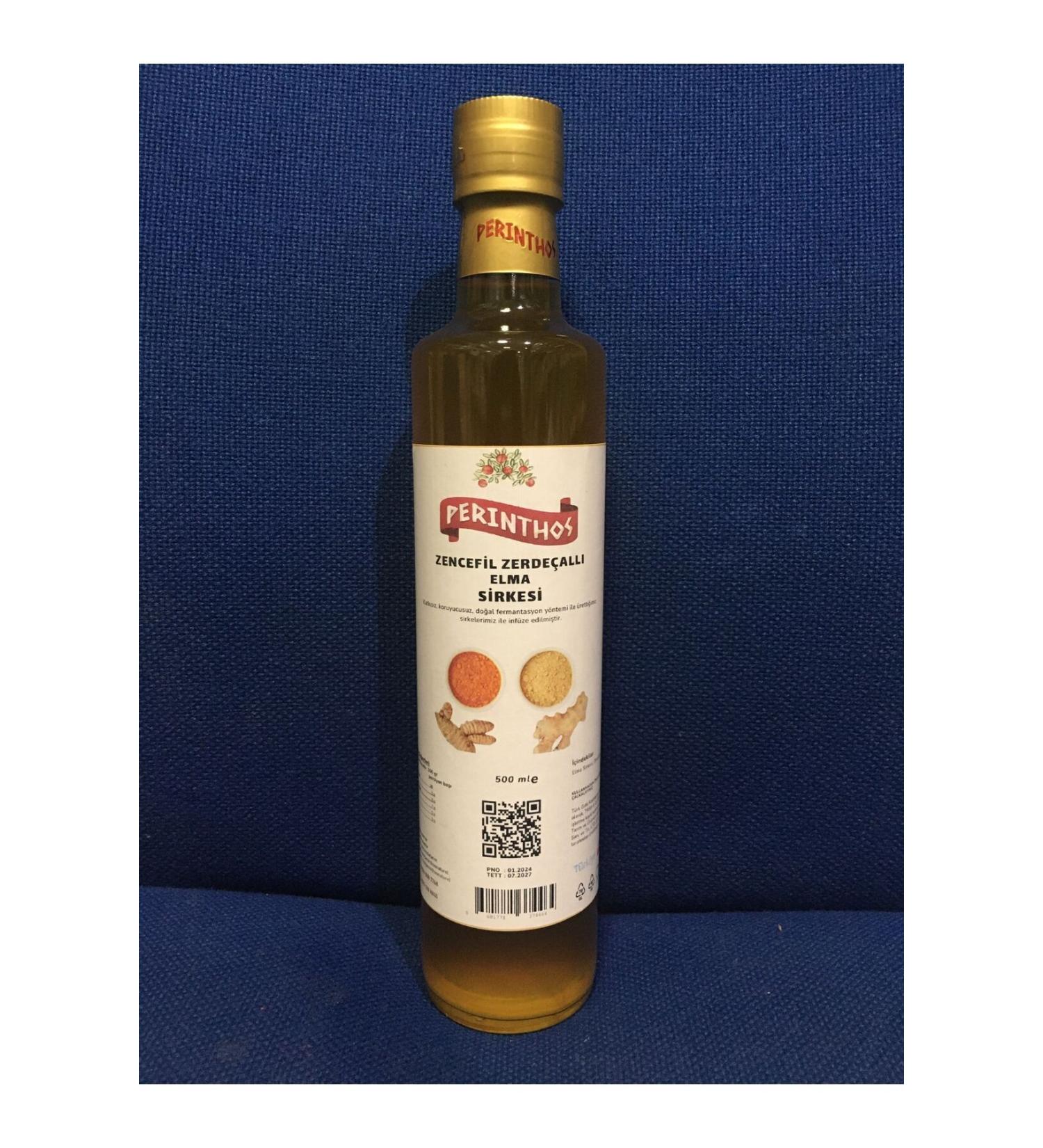 Perinthos Ginger Turmeric Apple Cider Vinegar 500 ml Glass Bottle