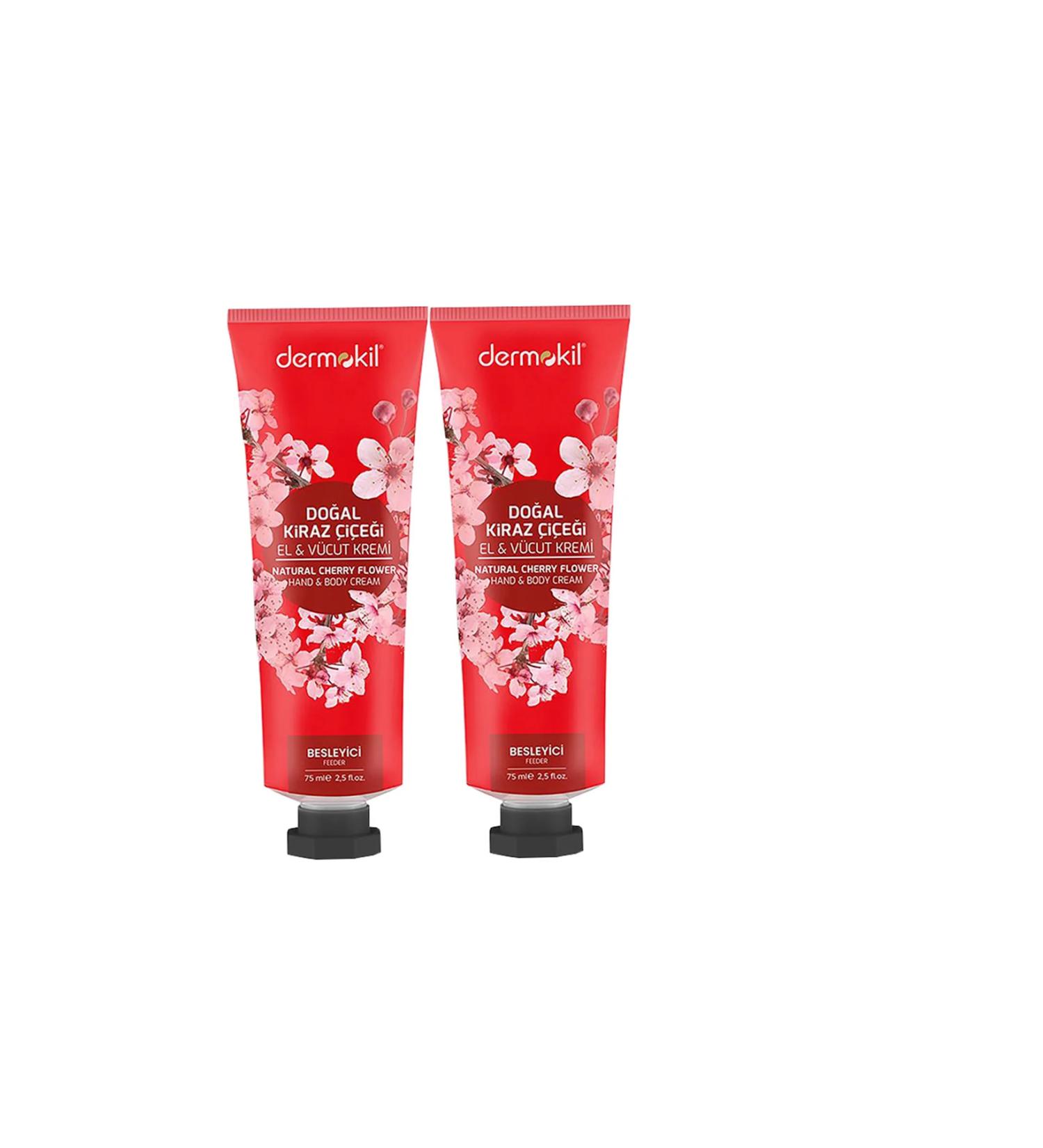 Dermokil DERMOKIL NATURAL CHERRY BLOSSOM HAND AND BODY CREAM 75 ML (2 PIECES)