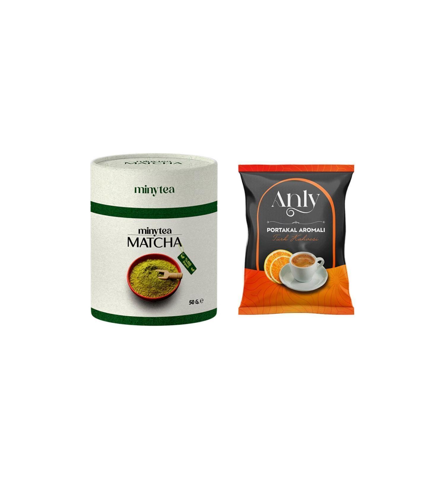 minytea Matcha Tea 0 Natural Detox Matcha Powder 50gr. + Orange Turkish Coffee - (HIGH QUALITY PURE MATCHA)