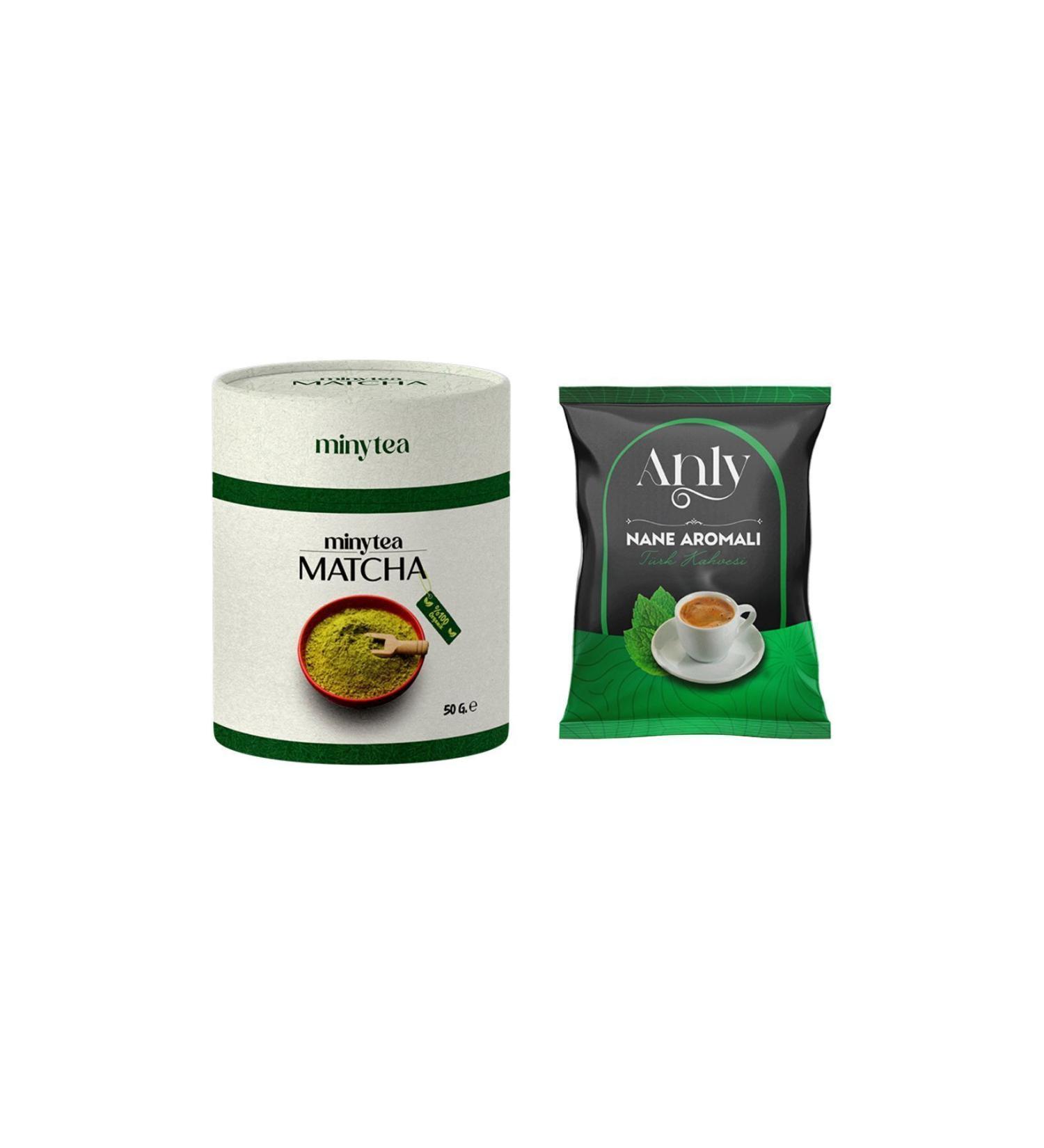minytea Matcha Tea 0 Natural Detox Matcha Powder 50gr. + Mint Turkish Coffee - (HIGH QUALITY PURE MATCHA)