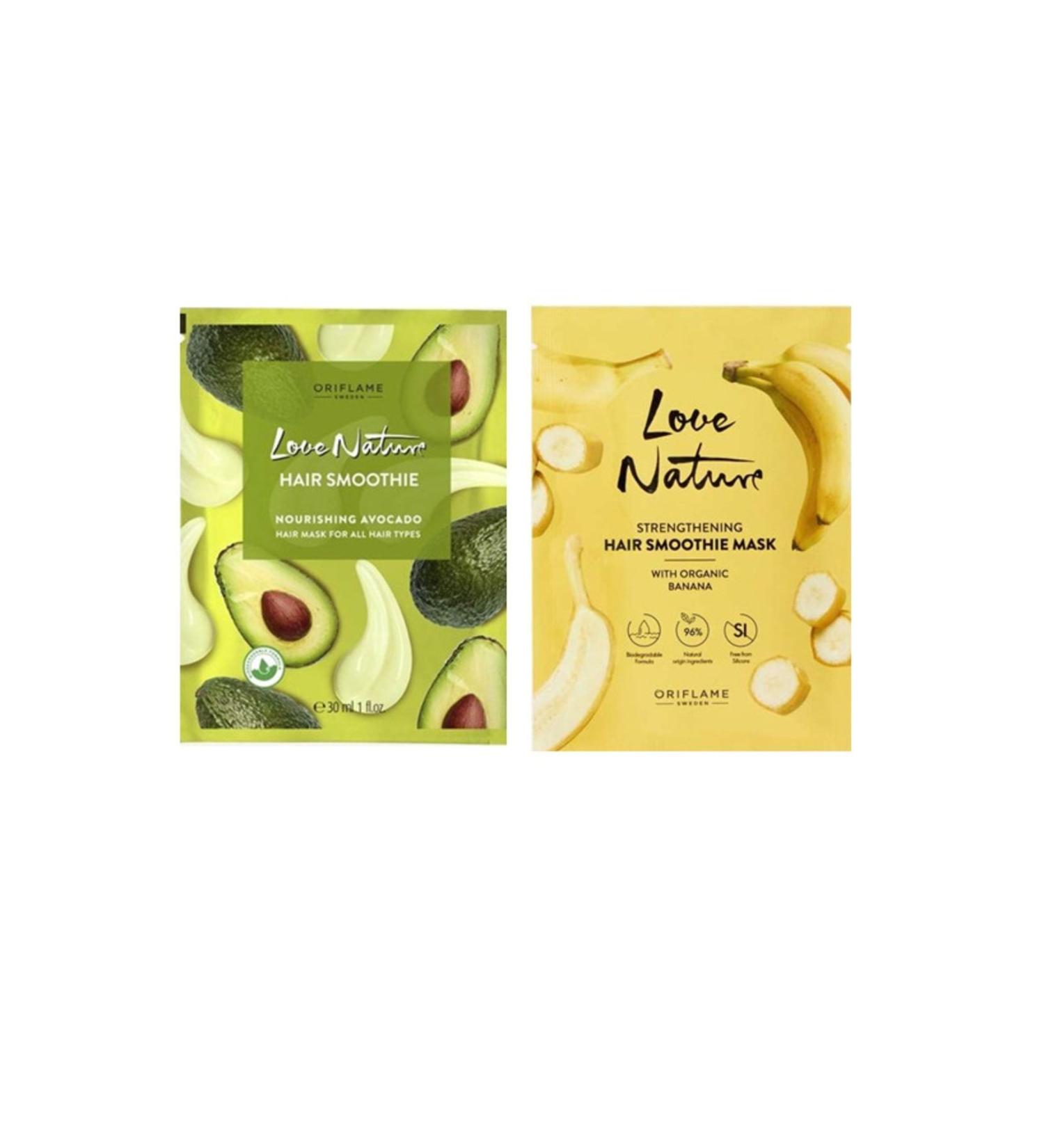 Oriflame Love Nature Organic Banana and Avocado Extract Nourishing Repairing and Moisturizing 2-Piece Hair Mask