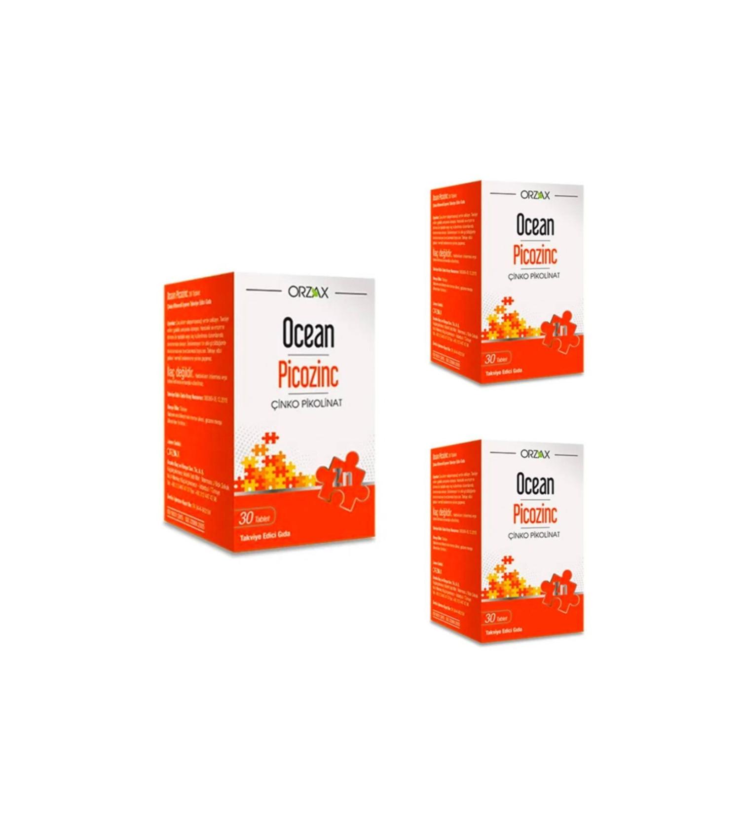 Ocean Picozinc Zinc Picolinate 30 Tablets X3 Pieces