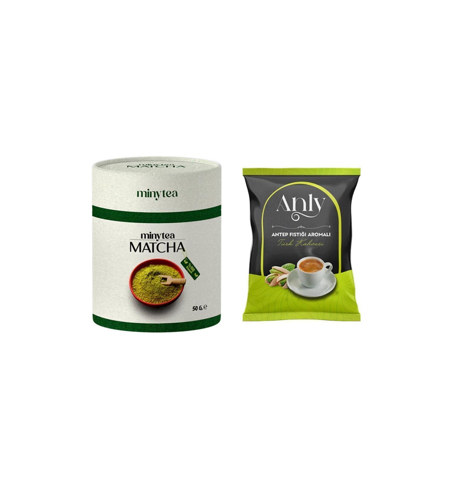 minytea Matcha Tea 0 Natural Detox Matcha Powder 50gr. + Turkish Coffee with Pistachio - (HIGH QUALITY PURE MATCHA)