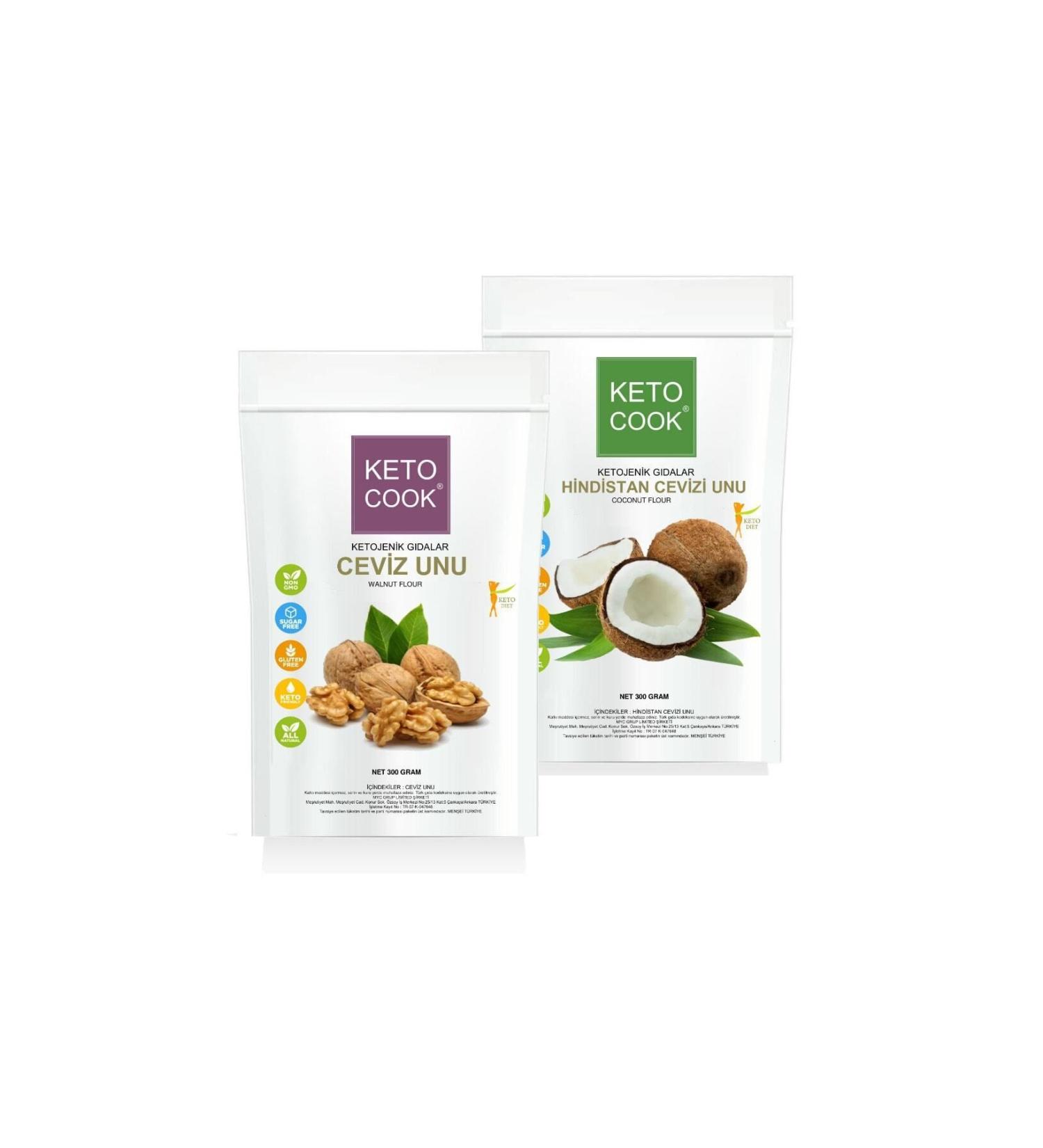 KetoCook Ketogenic Walnut Flour (WALNUT FLOUR) 300 grams Ketogenic Coconut Flour (COCONUT FLOUR) 300 grams