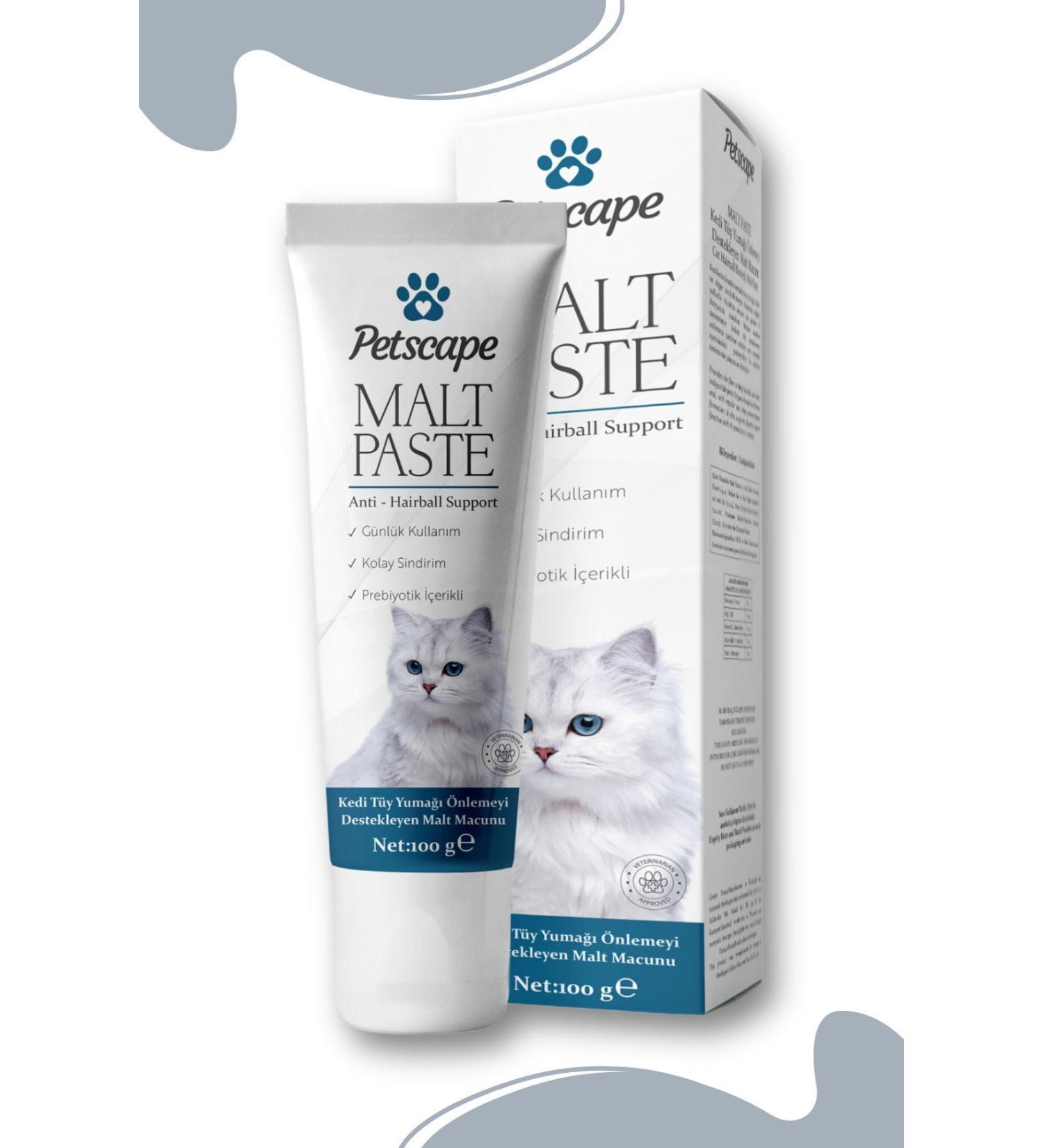 Petscape Cat Malt Paste 100g Anti-Hairball for Cats (Anti-Hairball Malt Paste) - Buy Online on GoSupps.com