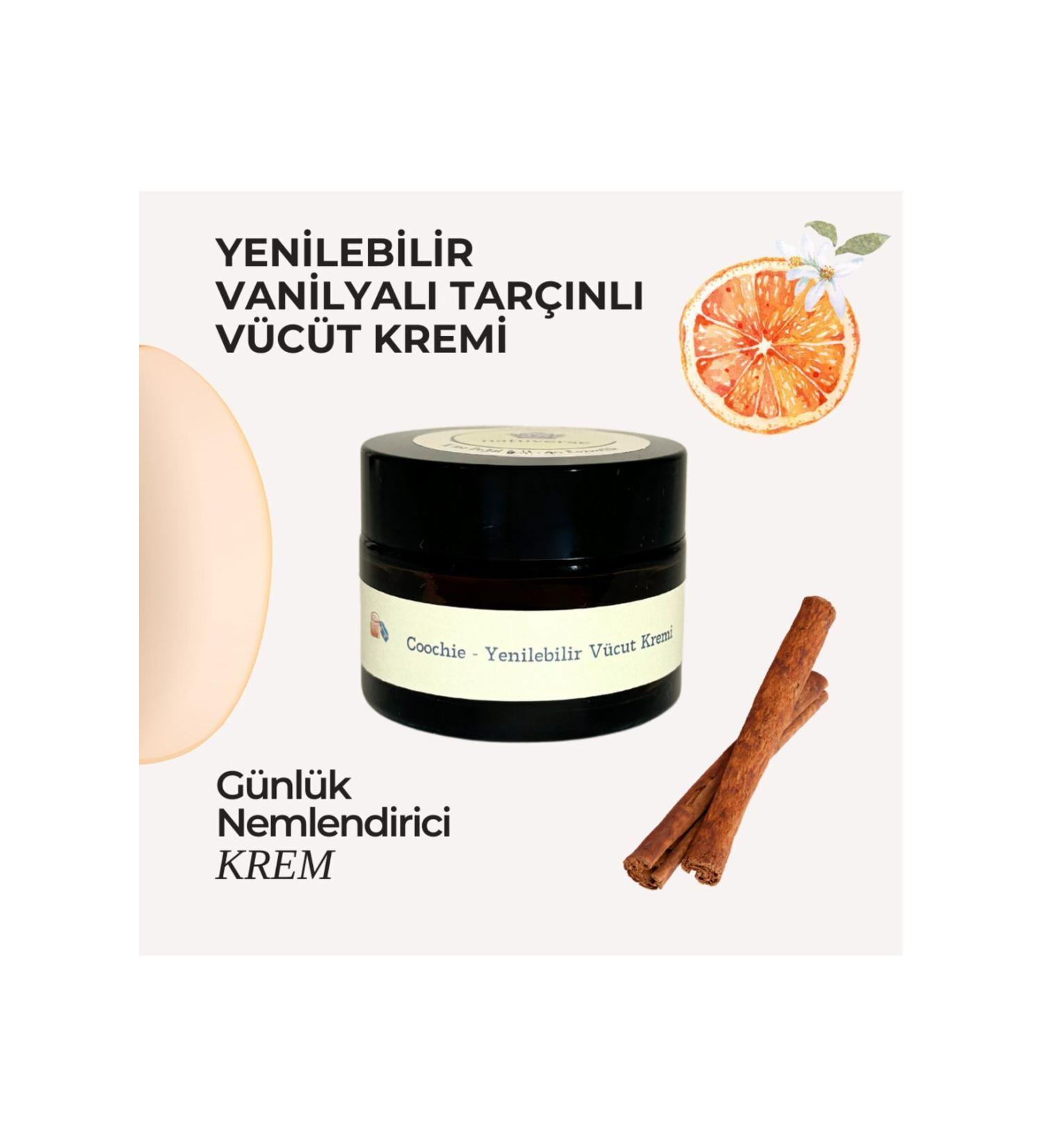 NATUVERSE Edible Vanilla Cinnamon Moisturizing Body Cream 100% Natural & Vegan & Handmade