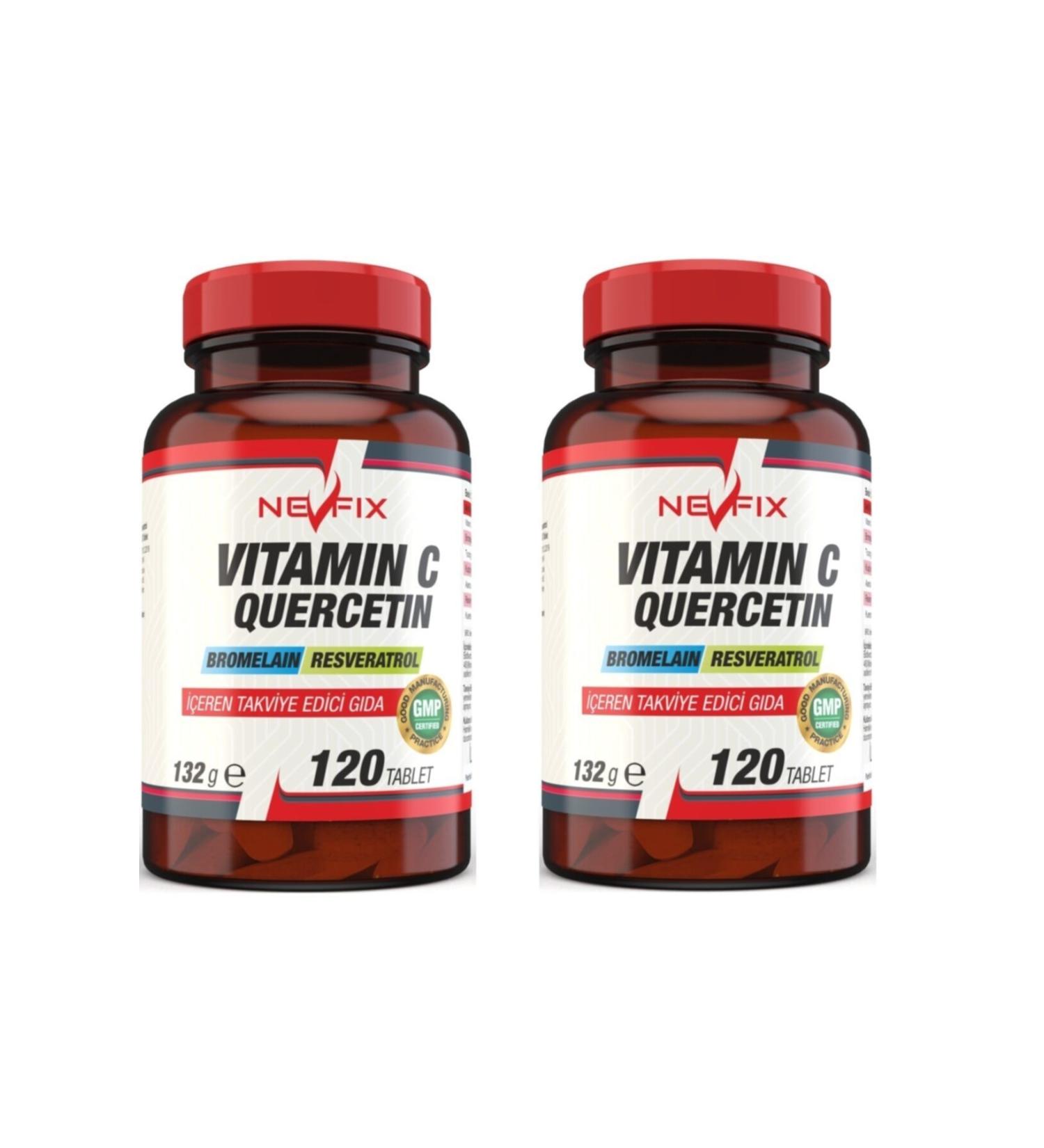Nevfix Vitamin C Quercetin Bromelian Resveratrol 120 Tablets