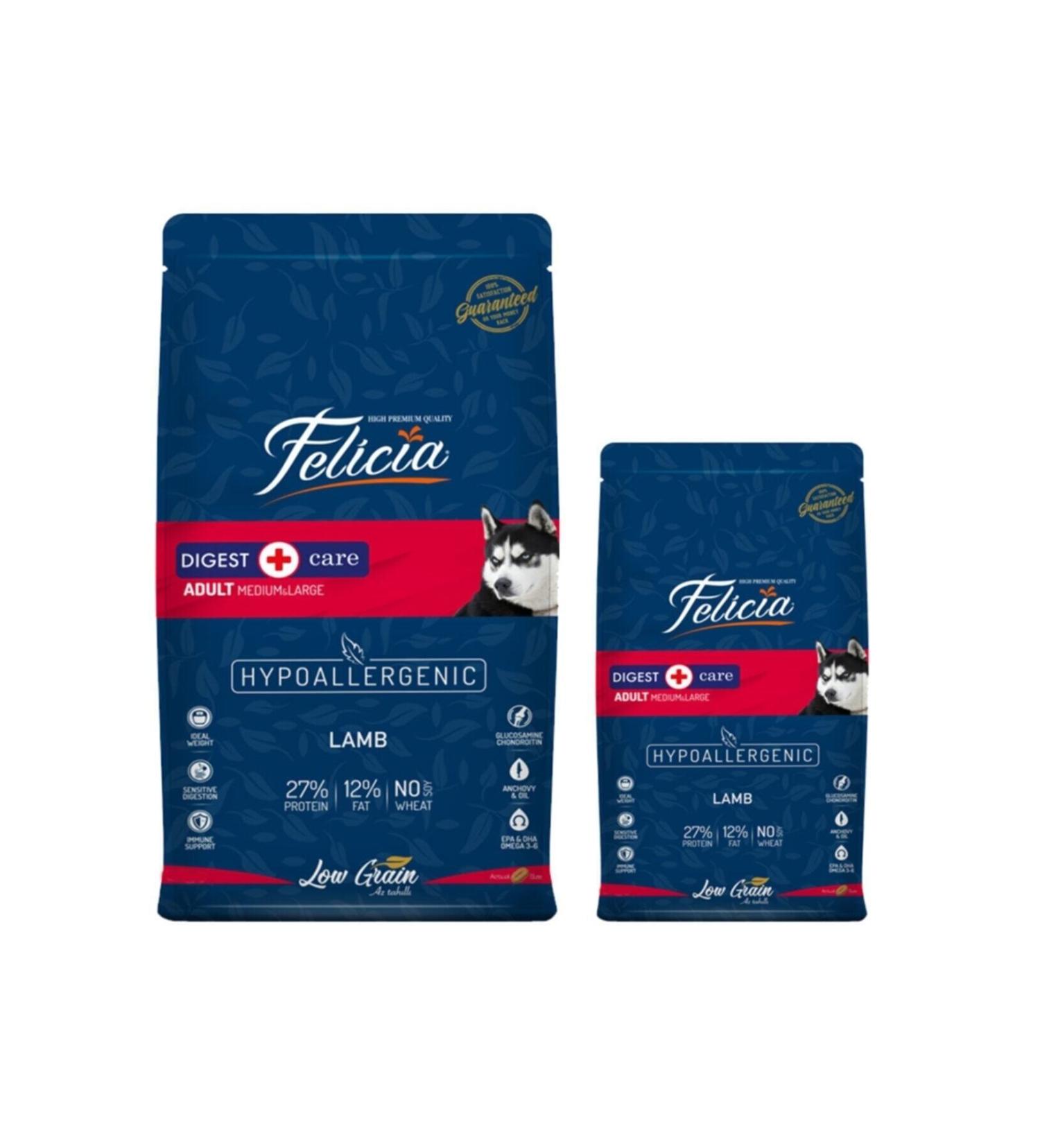 Felicia Low Grain Adult Lamb Medium Large Breed Hypoallergenic Dog Food 15+3 kg
