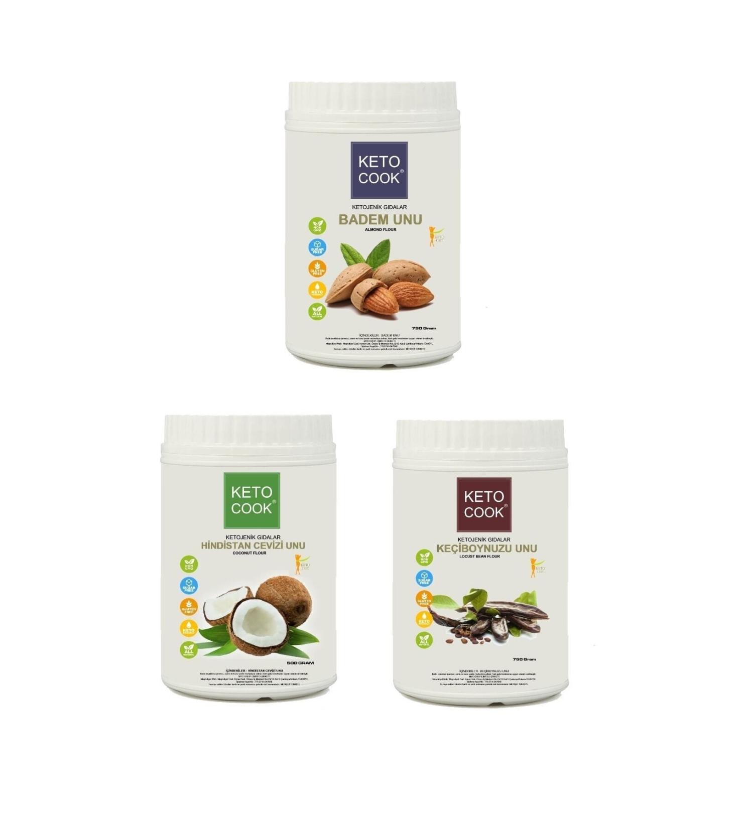 KetoCook Gluten-free Almond Flour 750 gr + Coconut Flour 500 gr + Carob Flour 750 gr