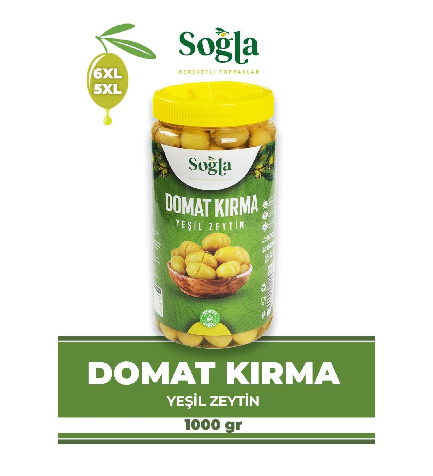 SO LA ZEYT NC L K Tomato Cracked Green Olives 1000gr