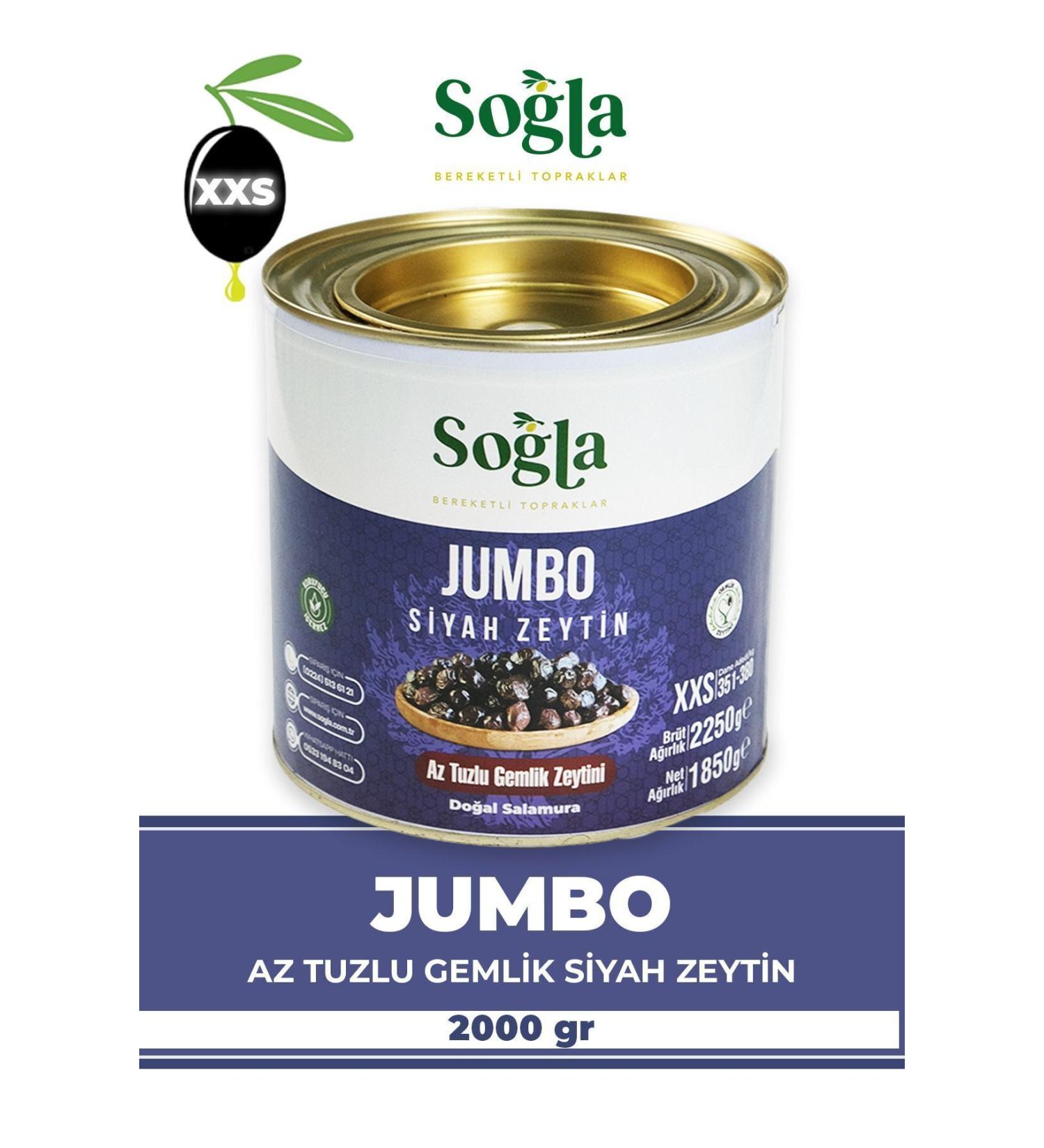 SO LA OLIVE Jumbo 351-380 Black Olives 2000gr