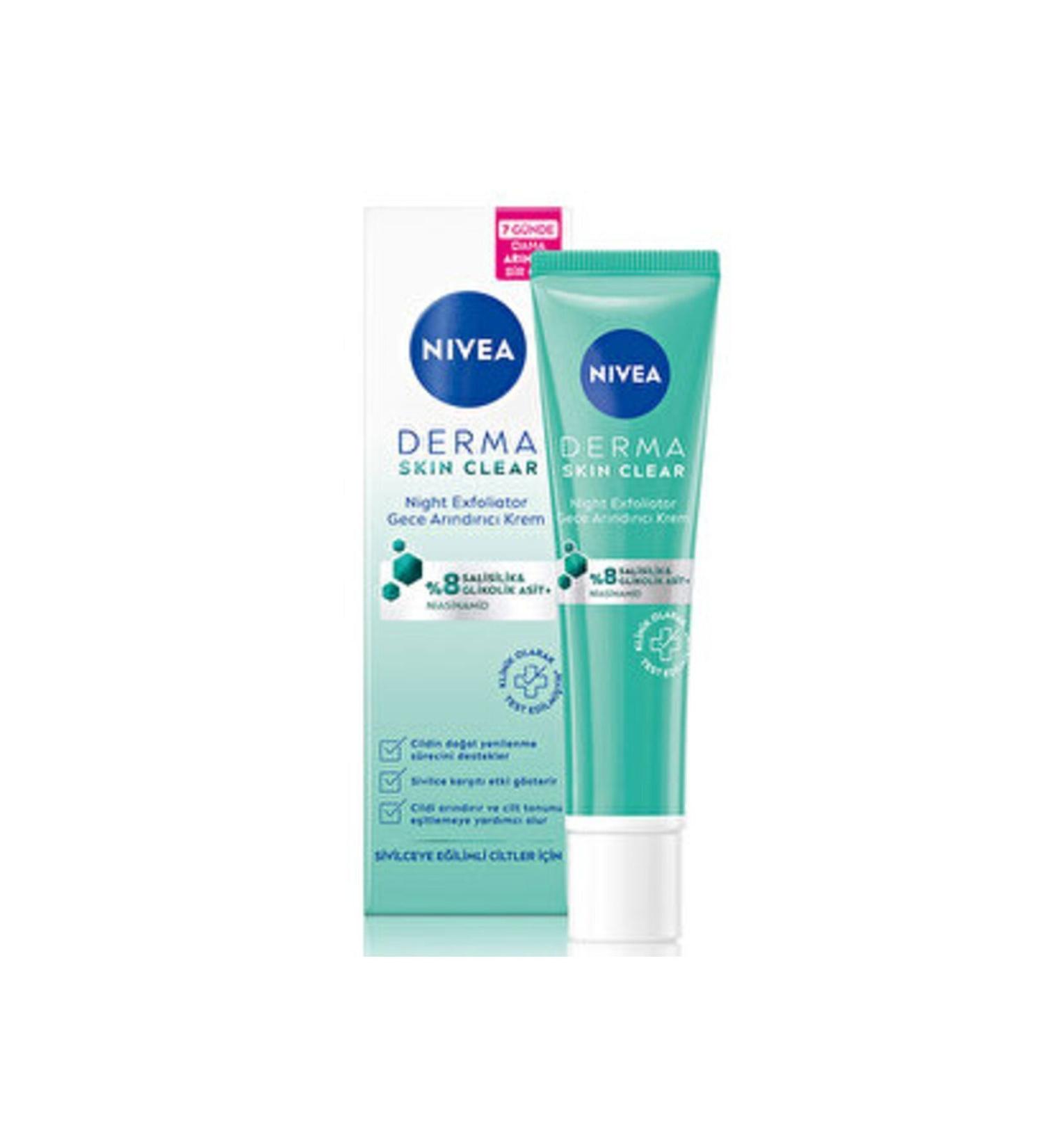 NIVEA ( 3 PIECES ) Nivea Derma Skin Clear Night Exfoliator Night Purifying Cream 40 ml