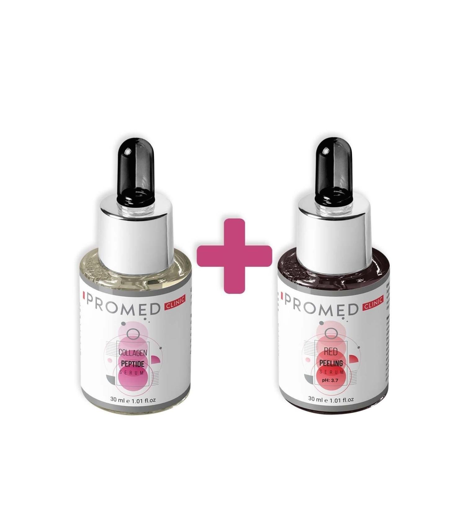 Promed Clinic Anti-Wrinkle Peptide Collagen Serum 30 Ml + Skin Rejuvenator Anti-Acne Red Peeling Serum 3